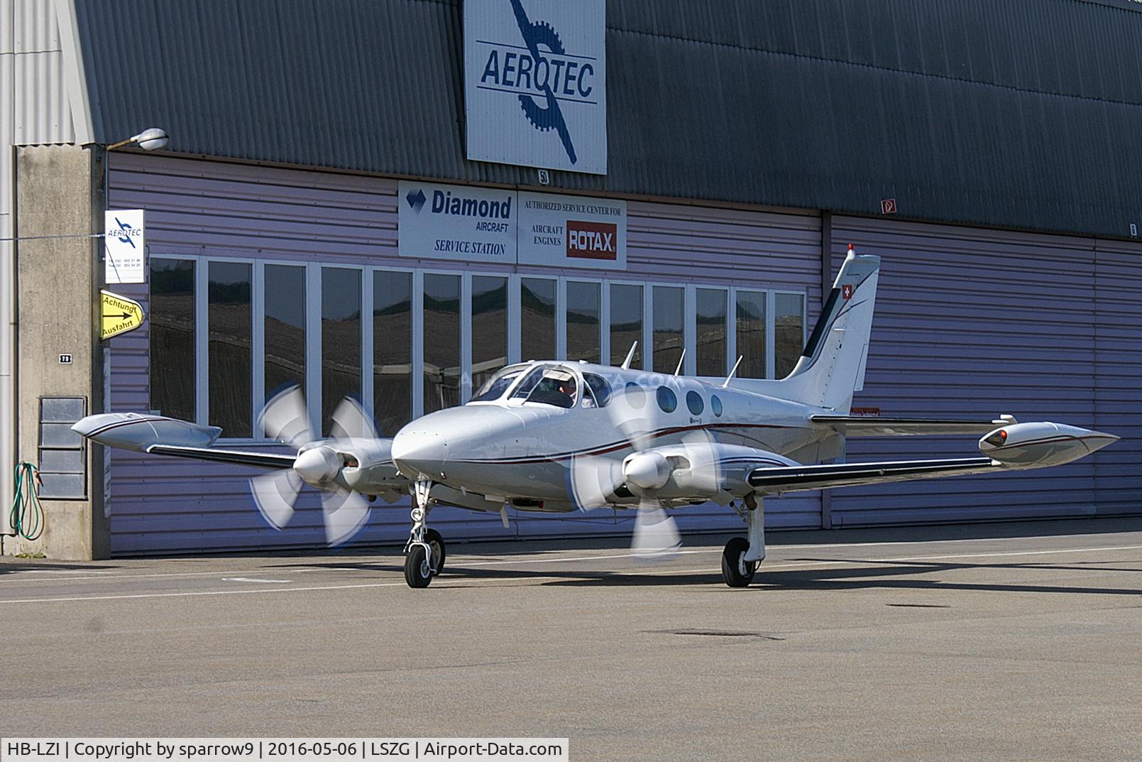 HB-LZI, 1982 Cessna 340A C/N 340A1503, Leaving maintenance. HB-registered 2022-12-08 until 2024-04-09