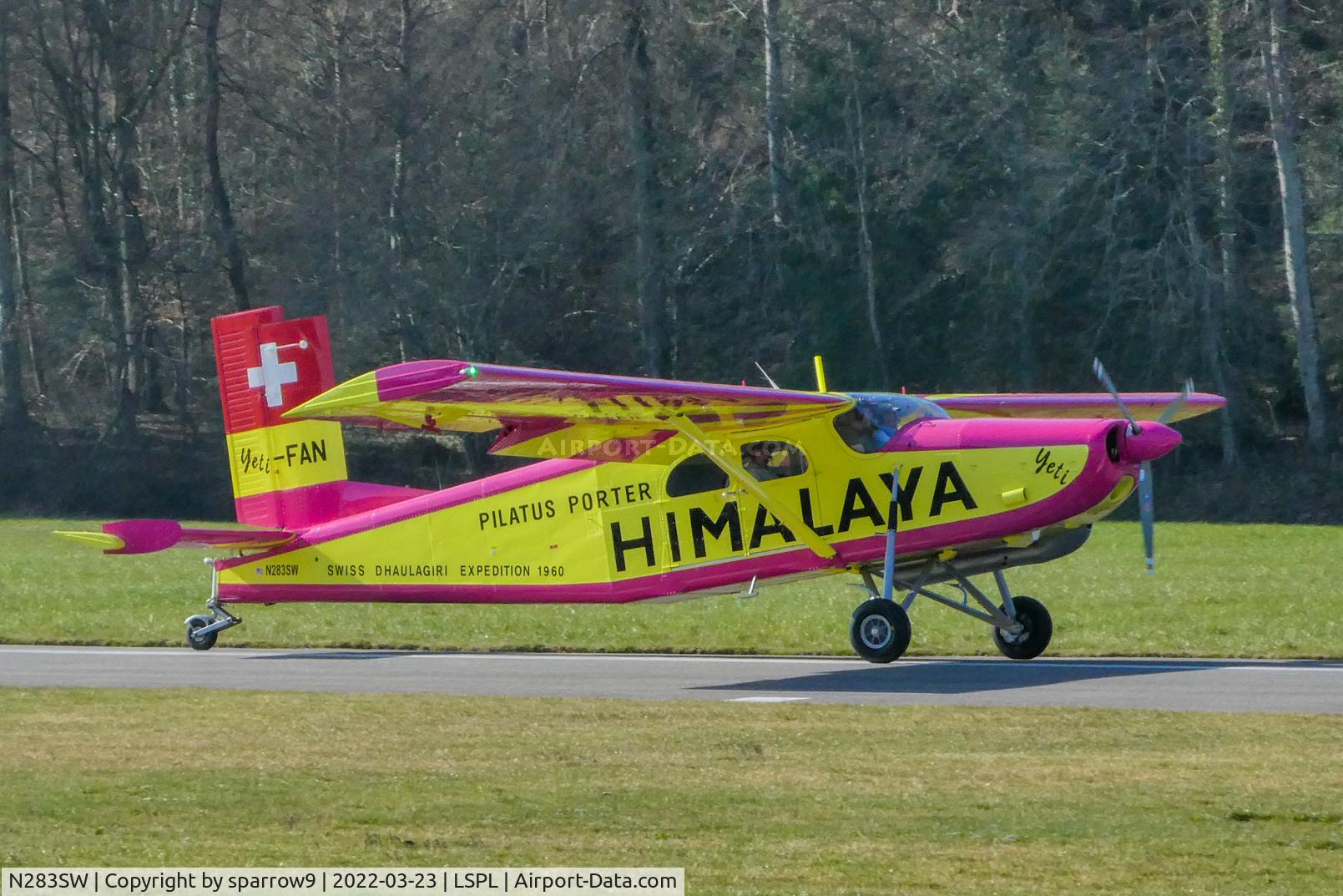 N283SW, 1962 Pilatus PC-6/350-H2 C/N 540, Painted as the first PC-6 prototype (HB-FAN), which was used for Swiss Dhaulagiri Himalaya Expedition May 1960 where it landed on the Dhaulagiri-Nordost-Col ( 5650m, 18536ft AMSL). It was later damged during a take-off and abandoned.