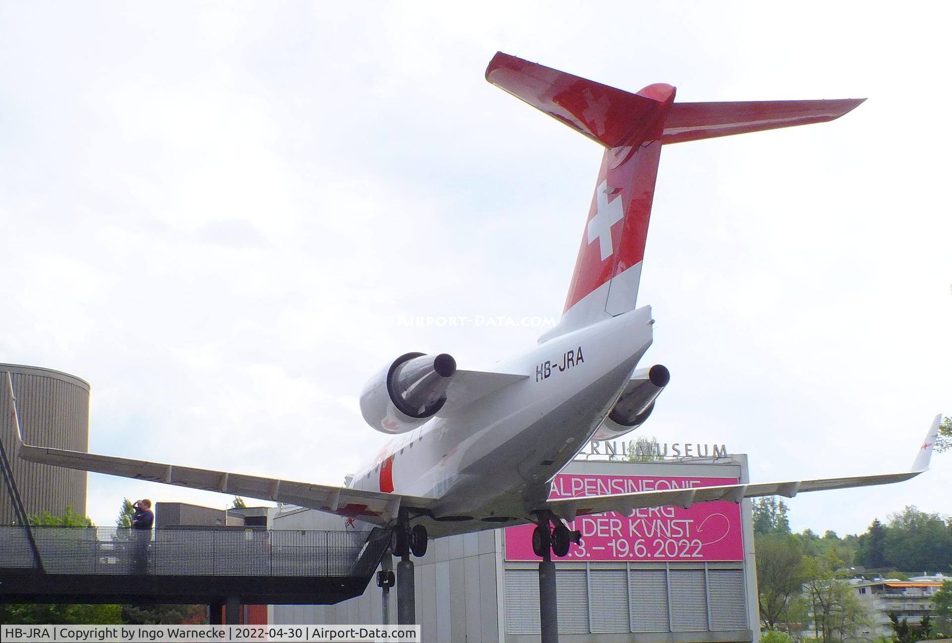 HB-JRA, 2002 Bombardier Challenger 604 (CL-600-2B16) C/N 5529, Canadair (Bombardier) CL-600-2B16 Challenger 604 at the Verkehrshaus der Schweiz, Luzern (Lucerne)