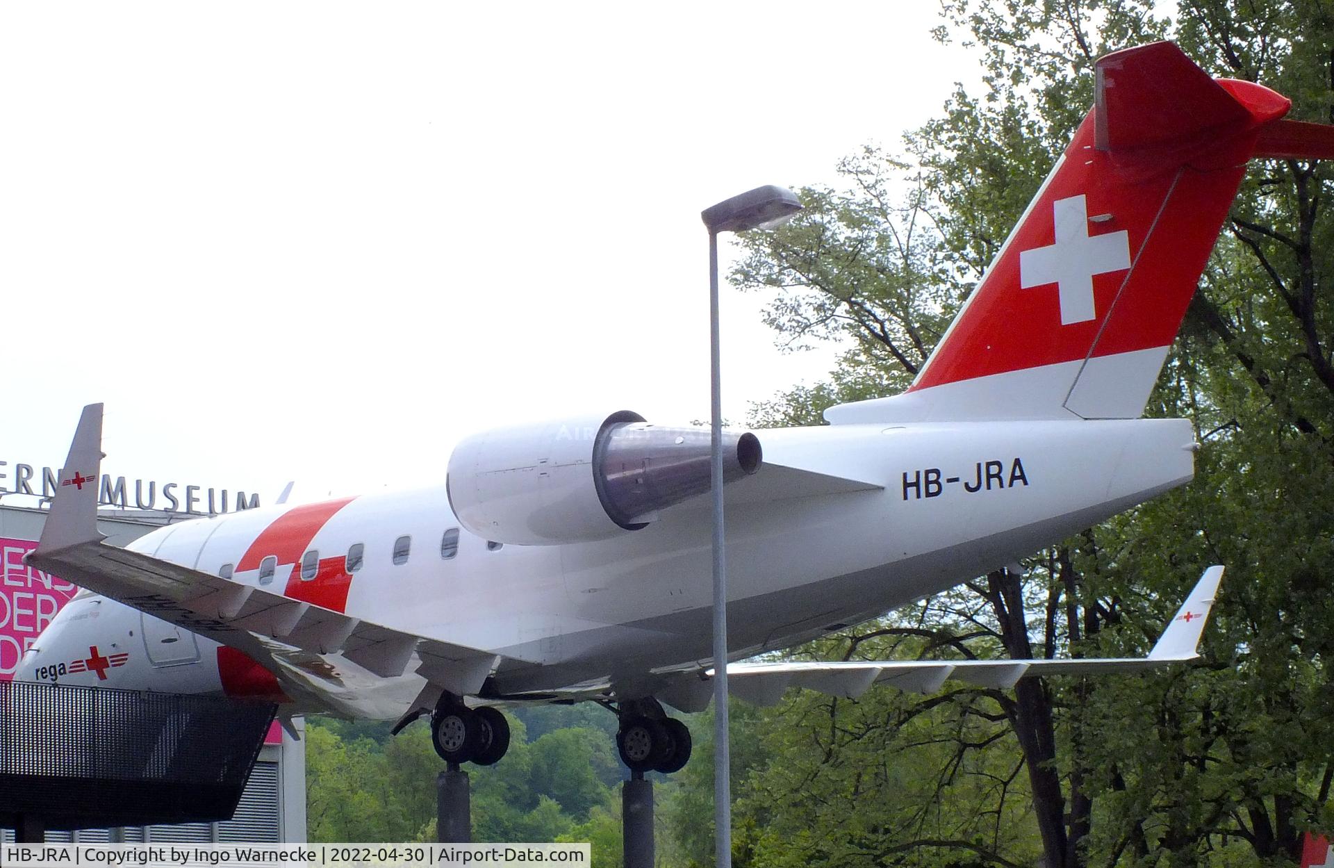 HB-JRA, 2002 Bombardier Challenger 604 (CL-600-2B16) C/N 5529, Canadair (Bombardier) CL-600-2B16 Challenger 604 at the Verkehrshaus der Schweiz, Luzern (Lucerne)