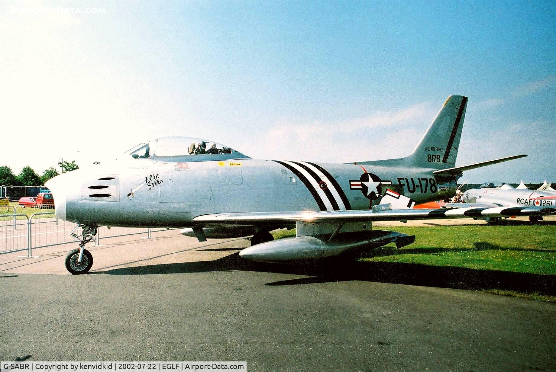 G-SABR, 1948 North American F-86A Sabre C/N 151-083 (151-43547), At Farnborough International 2002.