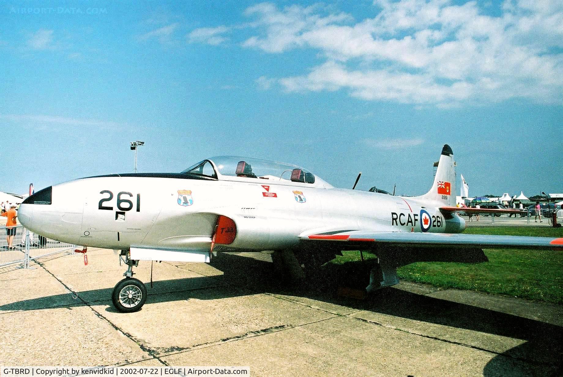 G-TBRD, 1954 Canadair CT-133 Silver Star 3 C/N T33-261, At Farnborough International 2002.