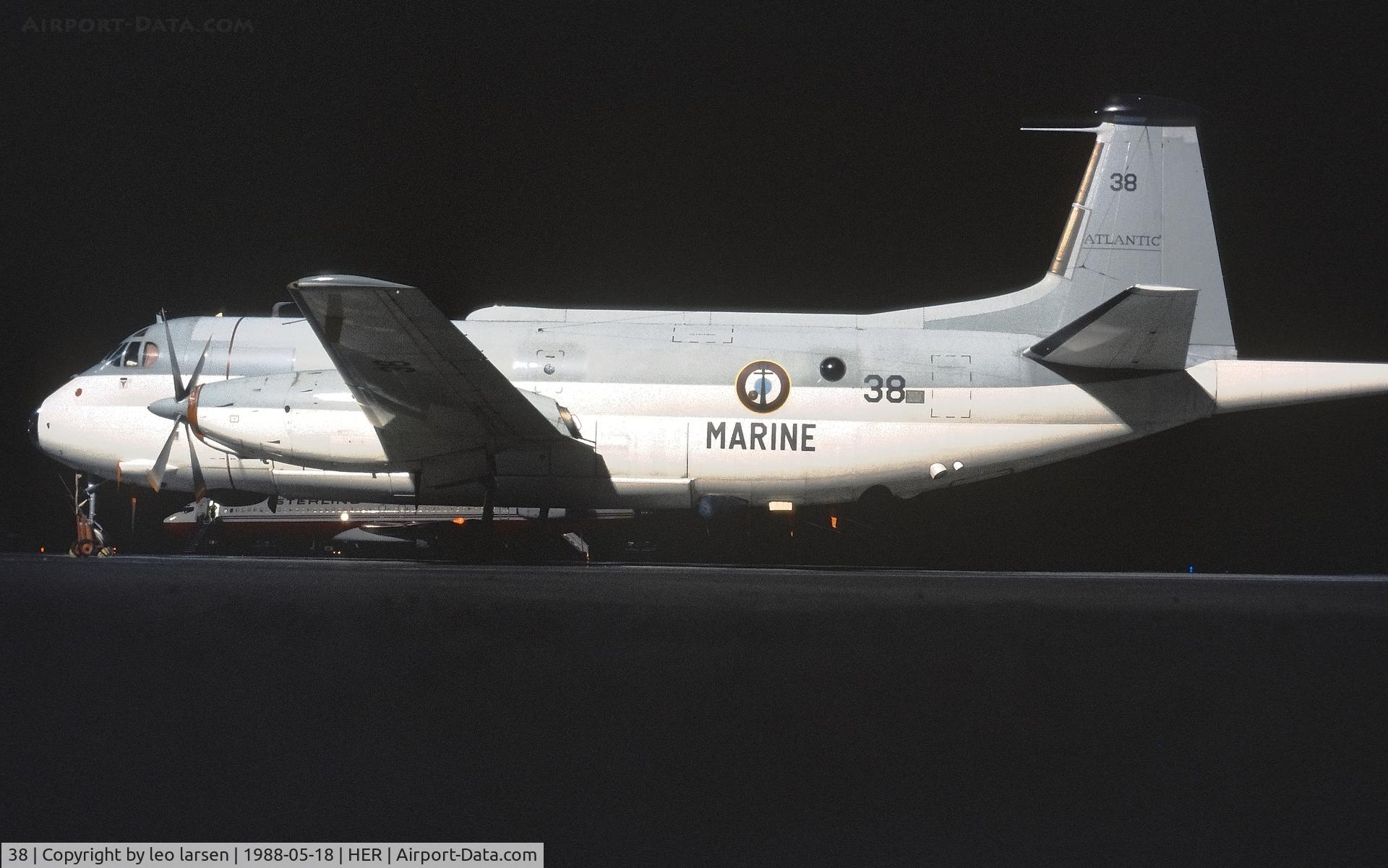 38, Breguet 1150 Atlantic C/N 38, Heraklion 18.5.1988.Night stop