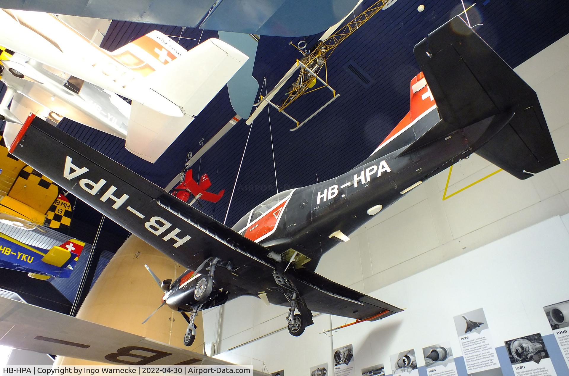 HB-HPA, 1984 Pilatus PC-9 C/N 001, Pilatus PC-9 prototype at the Verkehrshaus der Schweiz, Luzern (Lucerne)