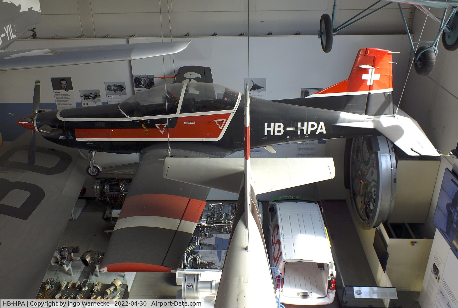 HB-HPA, 1984 Pilatus PC-9 C/N 001, Pilatus PC-9 prototype at the Verkehrshaus der Schweiz, Luzern (Lucerne)