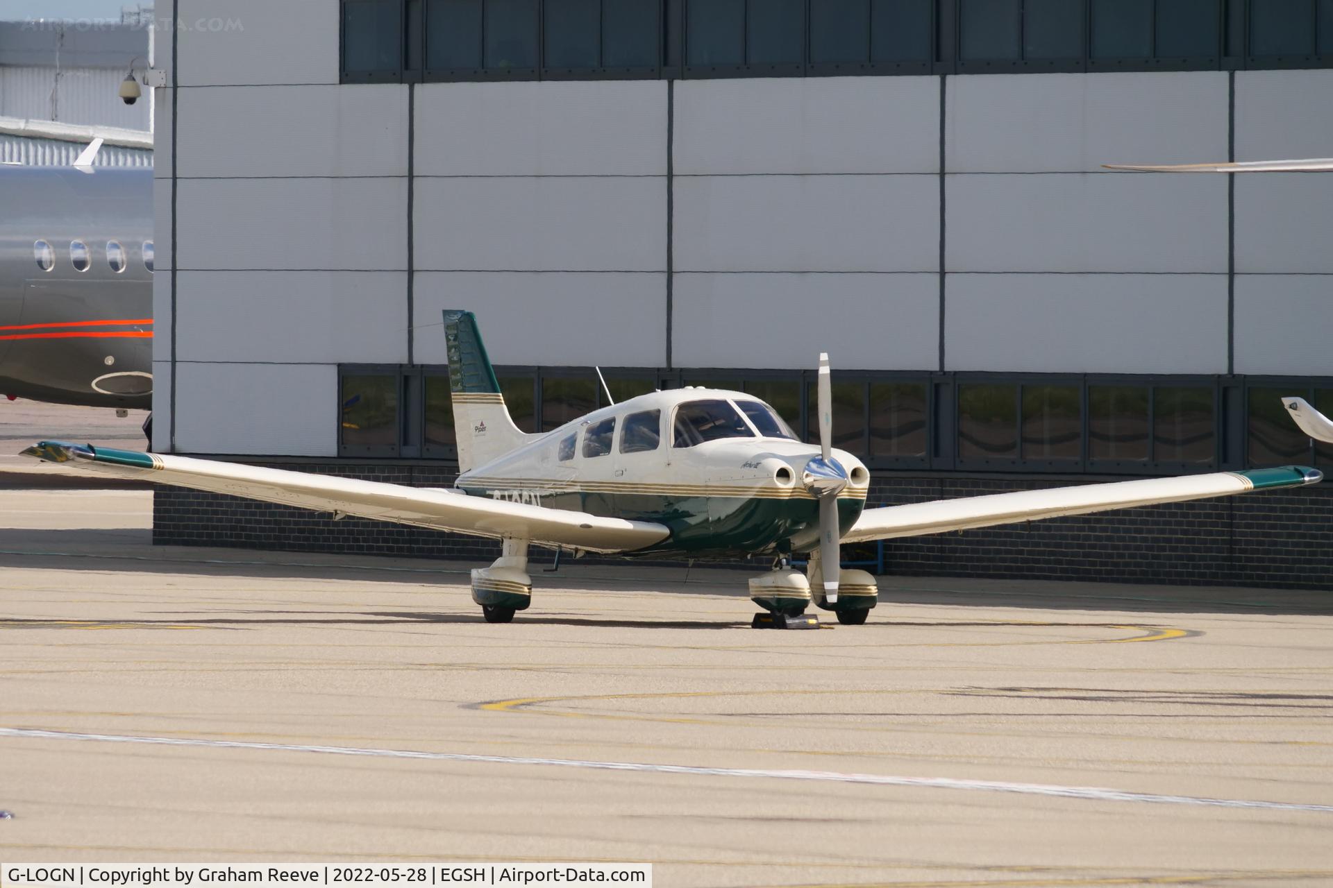 G-LOGN, 1999 Piper PA-28-181 Cherokee Archer III C/N 2843279, Parked at Norwich.
