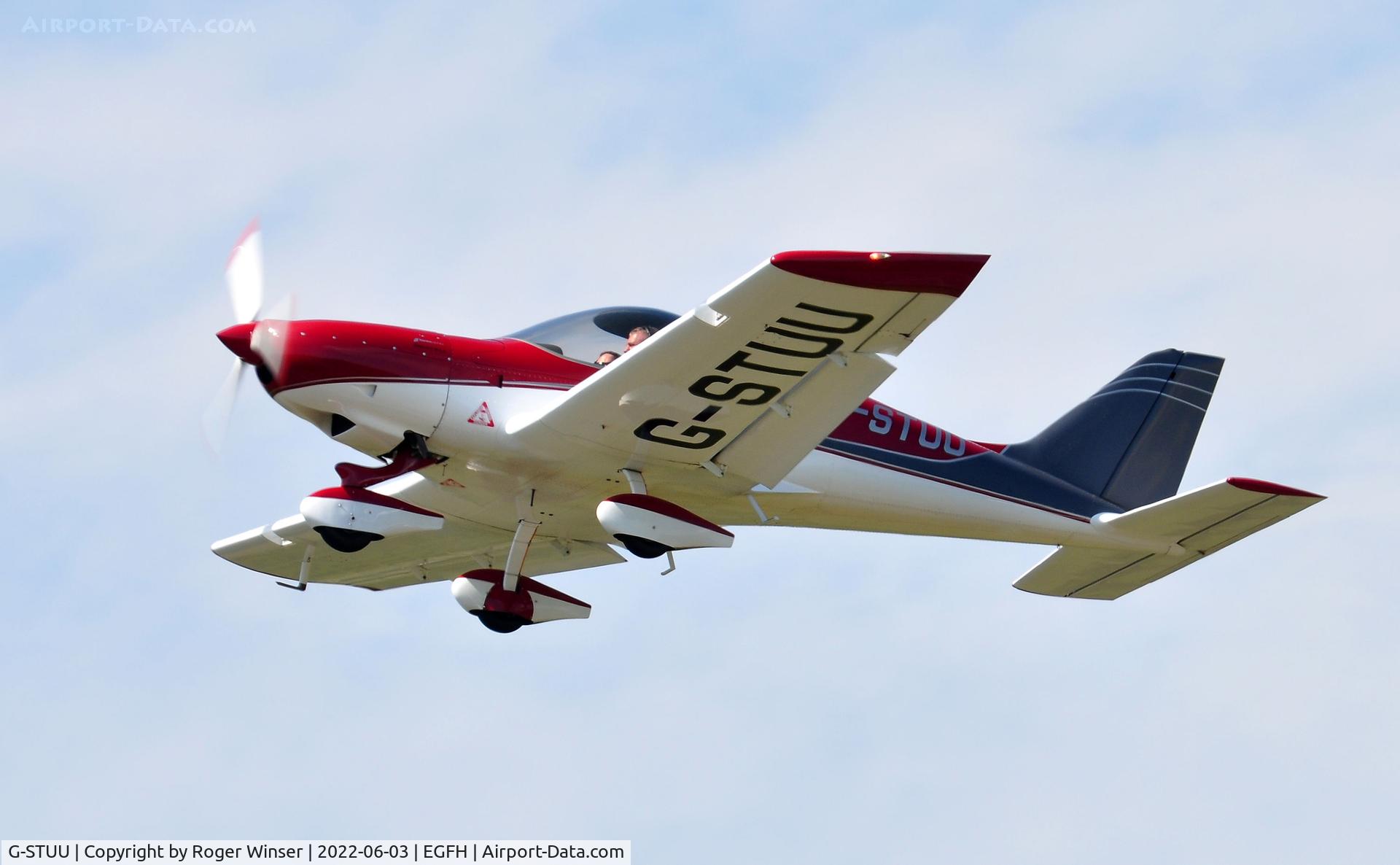 G-STUU, 2018 BRM Aero Bristell NG5 Speed Wing C/N LAA 385-15512, Visiting Speed Wing departing Runway 22.