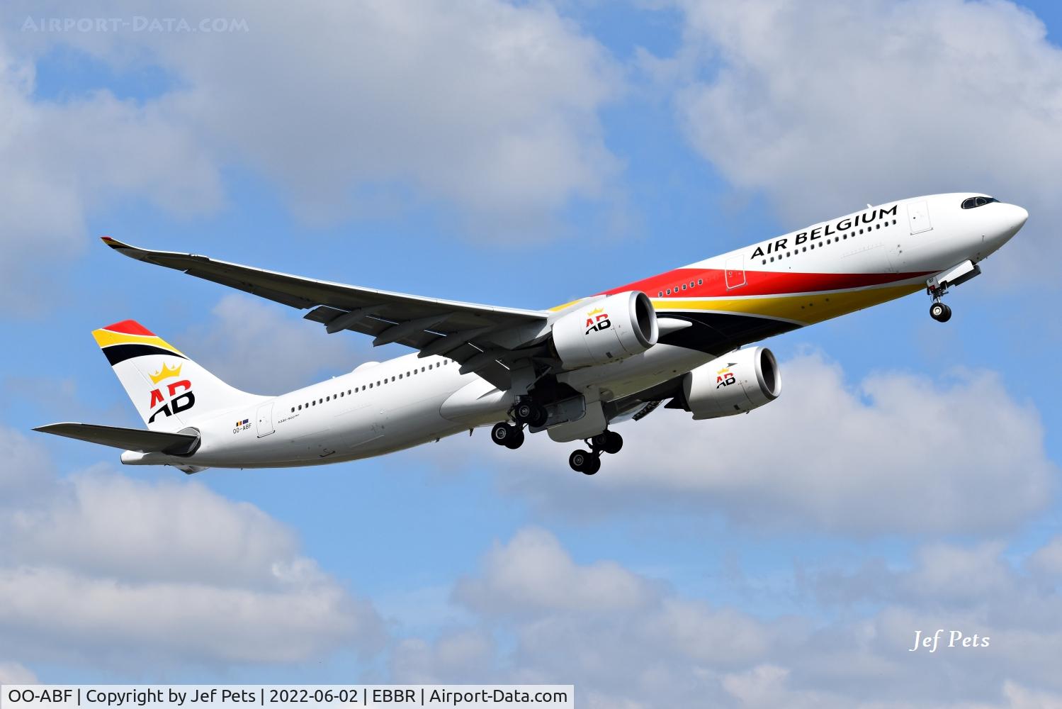 OO-ABF, 2019 Airbus A330-941 C/N 1844, Air Belgium climbing out of Brussels Airport.