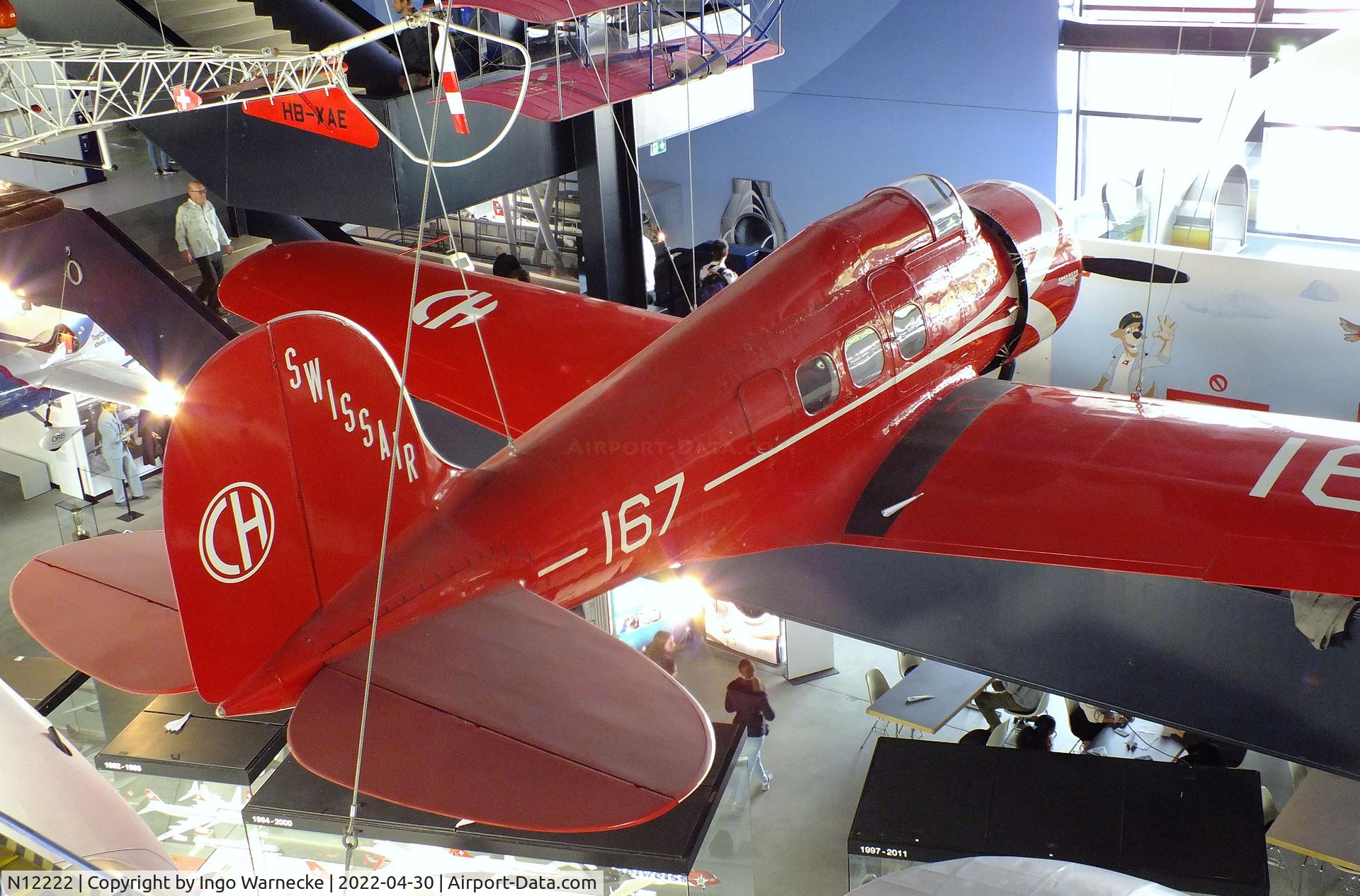 N12222, Lockheed 9C Orion C/N 180, Lockheed 9C Orion (displayed to represent CH-167 of Swissair) at the Verkehrshaus der Schweiz, Luzern (Lucerne)