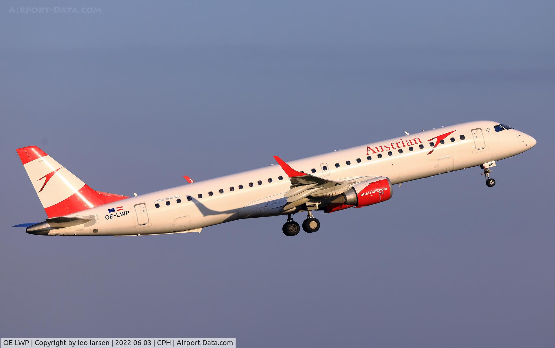 OE-LWP, 2012 Embraer 195LR  (ERJ-190-200LR) C/N 19000558, Copenhagen 3.6.2022