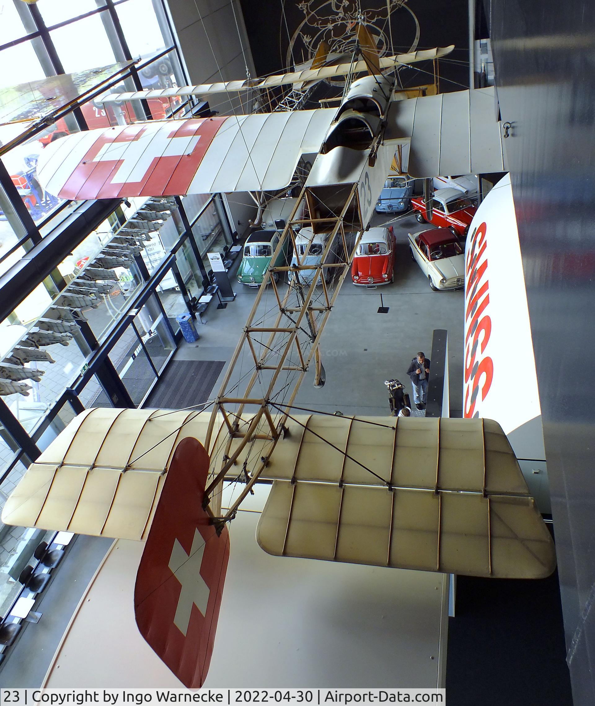 23, 1913 Bleriot XI b C/N Not found 23, Bleriot XI b (original aircraft used by Oskar Bider in 1913 for the first flight across the Alps) at the Verkehrshaus der Schweiz, Luzern (Lucerne)