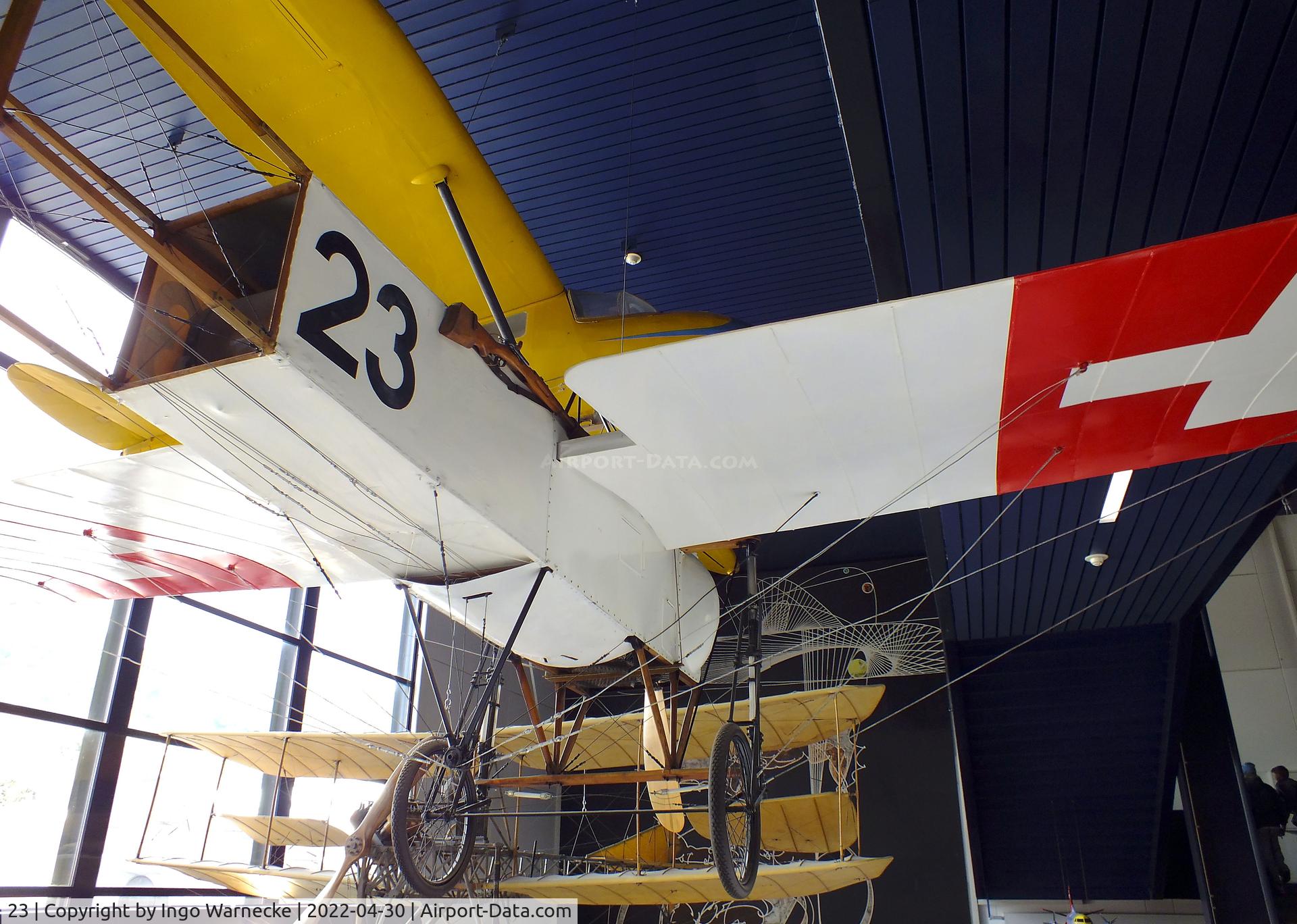 23, 1913 Bleriot XI b C/N Not found 23, Bleriot XI b (original aircraft used by Oskar Bider in 1913 for the first flight across the Alps) at the Verkehrshaus der Schweiz, Luzern (Lucerne)