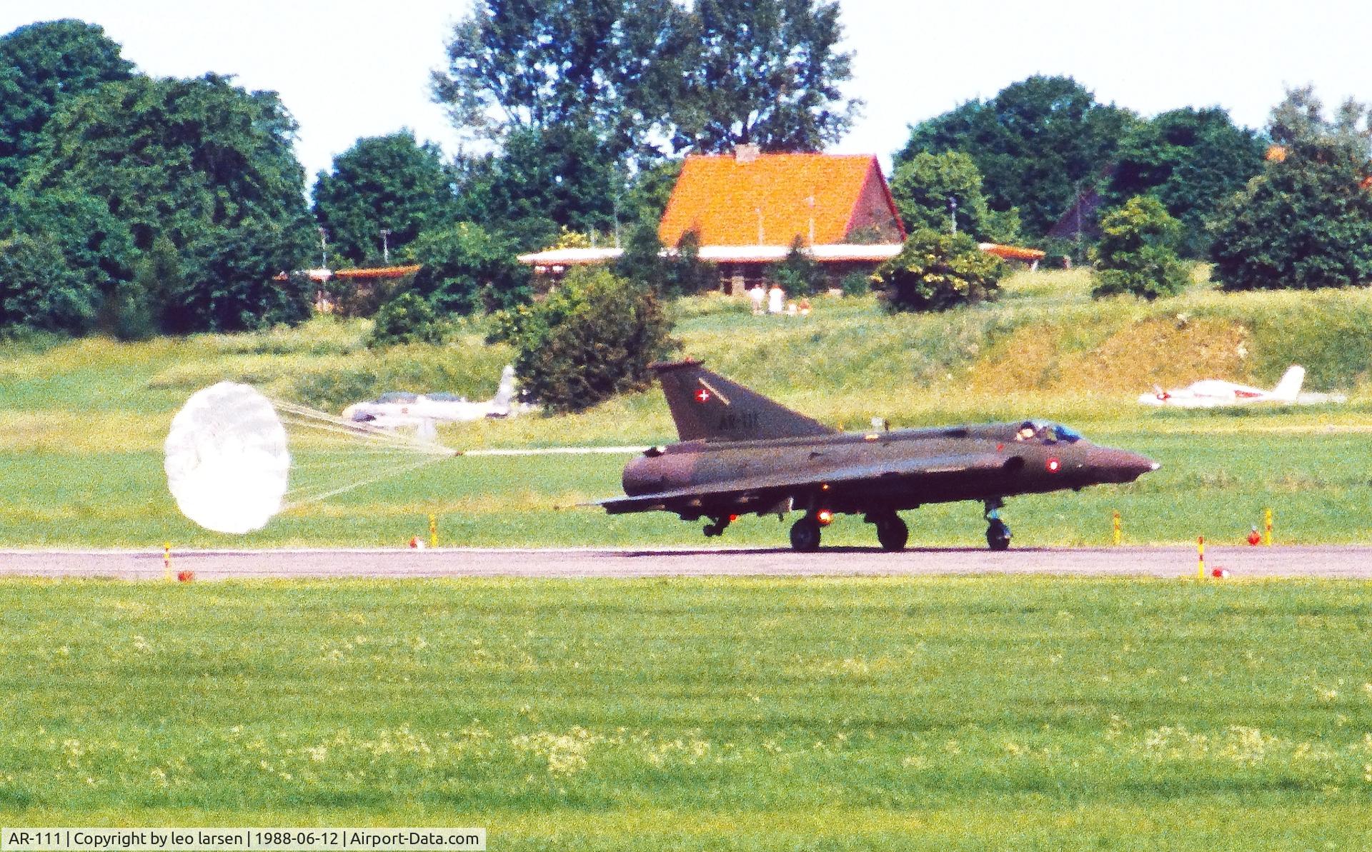 AR-111, 1972 Saab RF-35 Draken C/N 35-1111, Vaerloese Air Base Denmark 12.5.1988