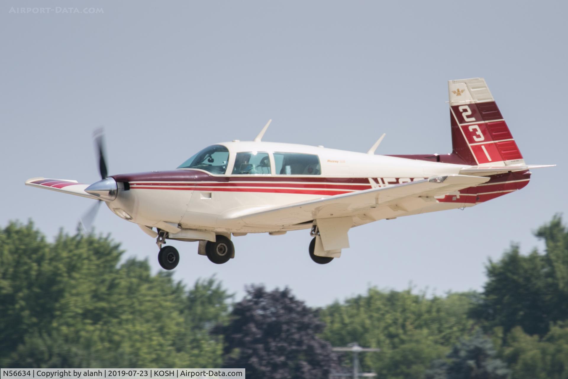 N56634, 1983 Mooney M20K C/N 25-0764, Arriving at AirVenture 2019