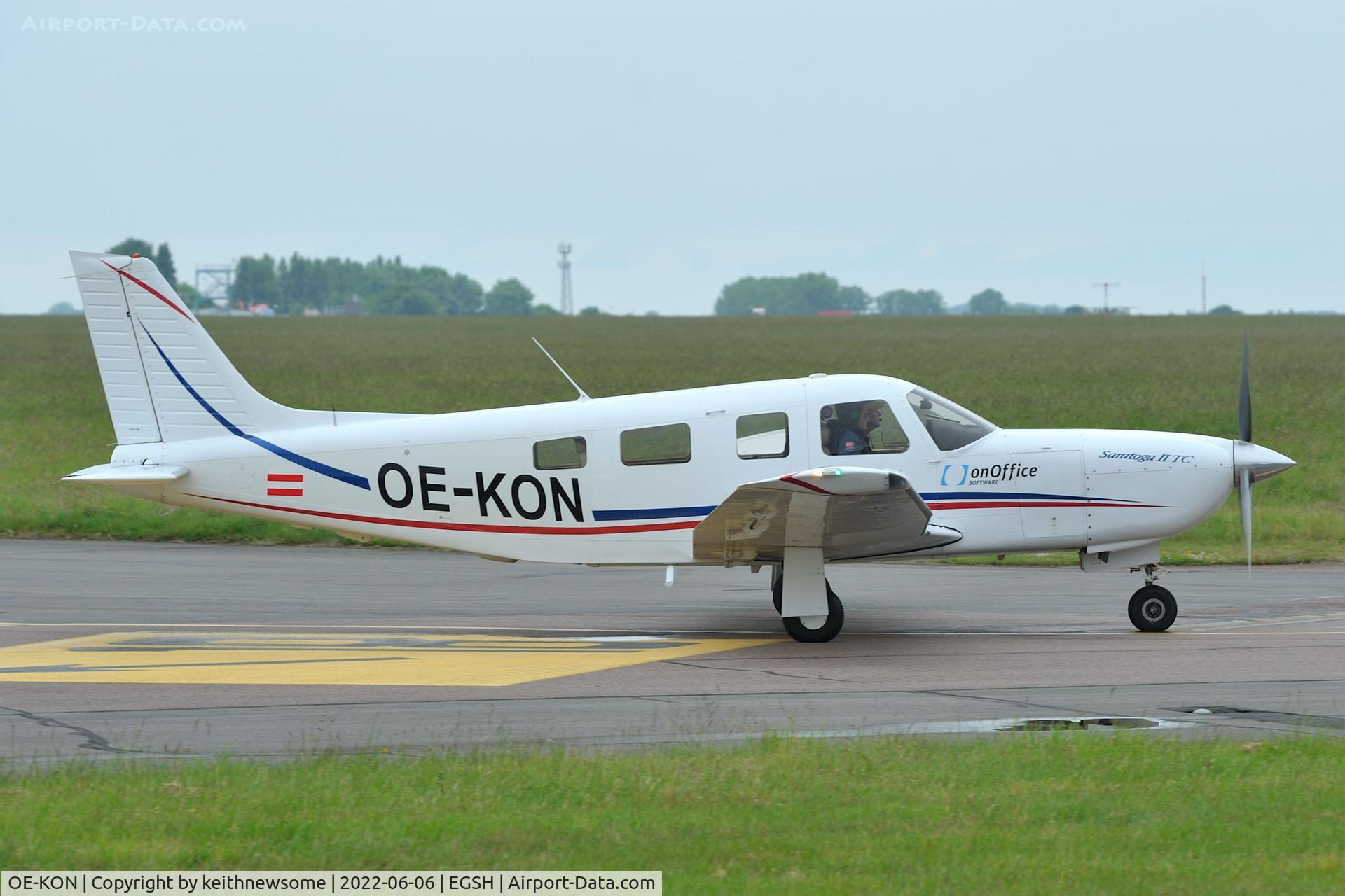 OE-KON, 2008 Piper PA-32R-301T Turbo Saratoga C/N 3257483, Leaving Norwich.