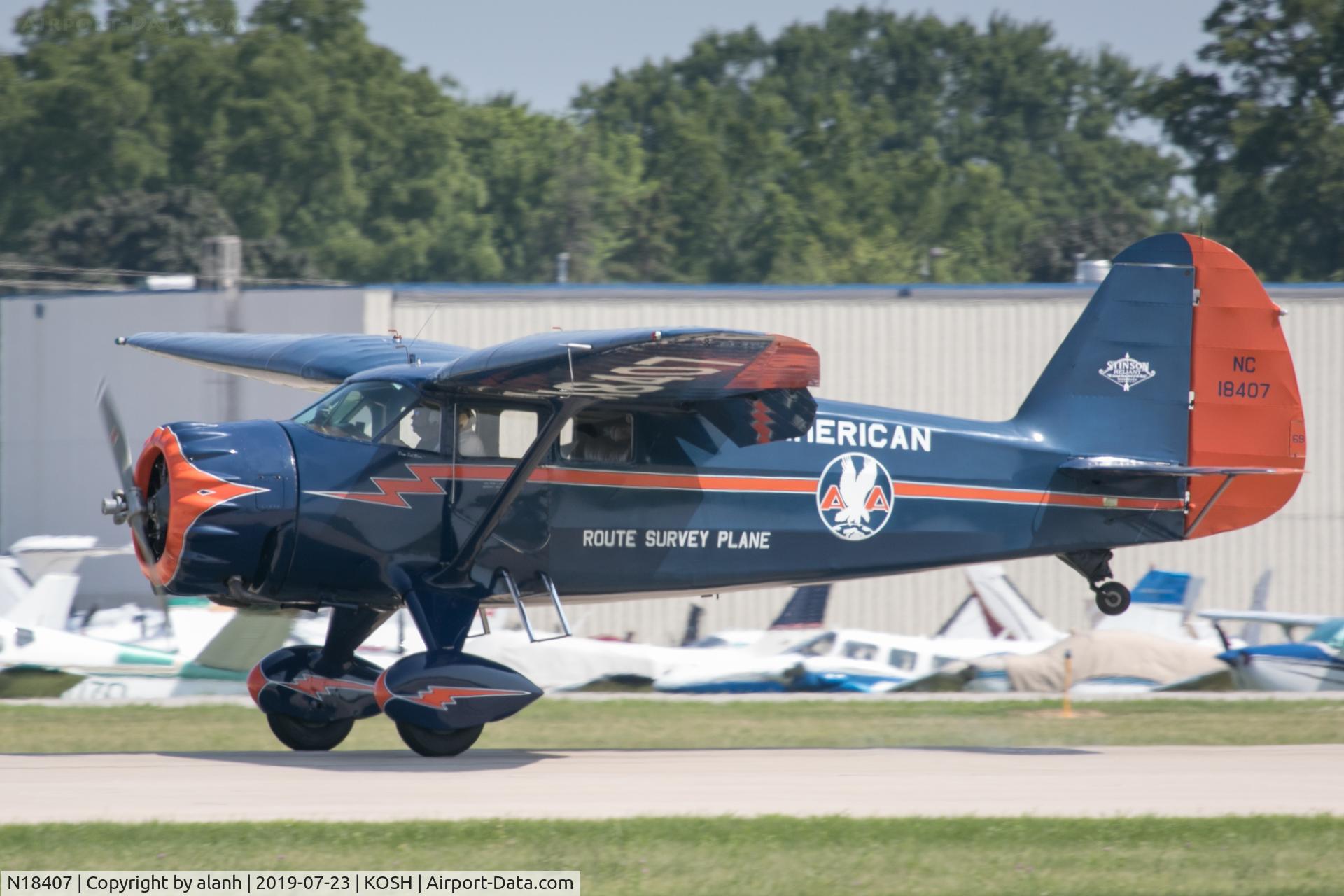 N18407, 1937 Stinson SR-9C Reliant C/N 5313, At AirVenture 2019