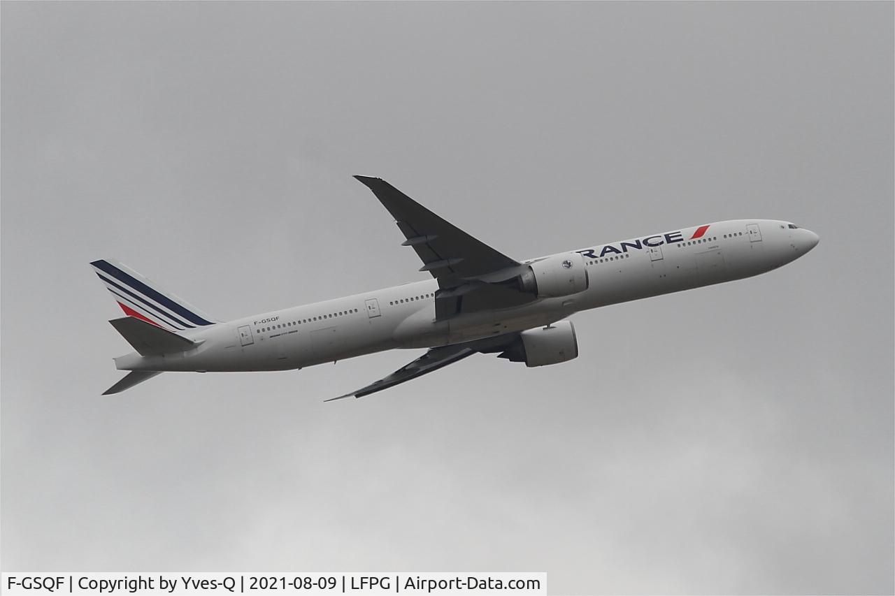 F-GSQF, 2004 Boeing 777-328/ER C/N 32849, Boeing 777-328ER, Climbing from rwy 08L, Roissy Charles De Gaulle Airport (LFPG-CDG)