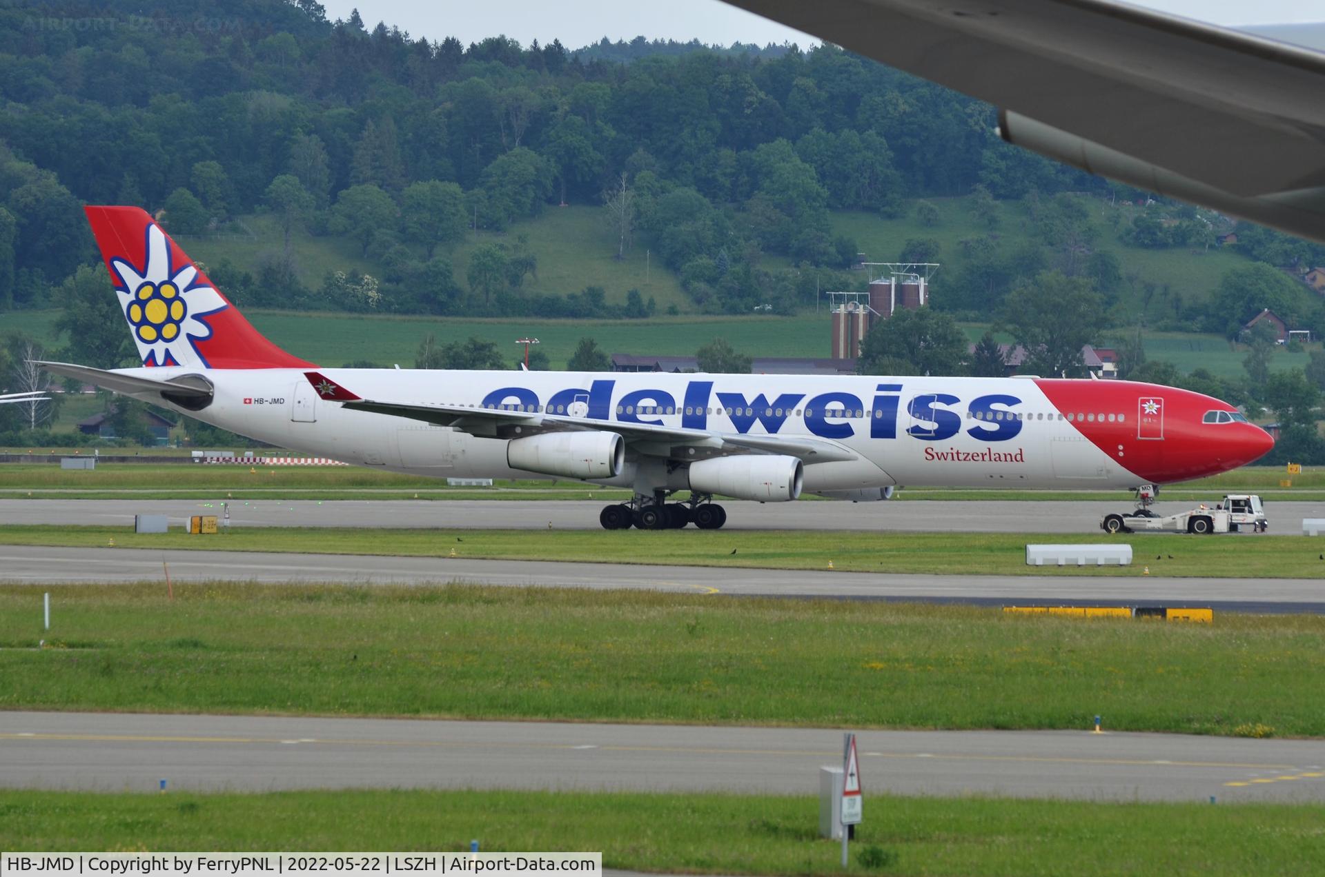 HB-JMD, 2003 Airbus A340-313 C/N 556, Edelweiss A343 under tow