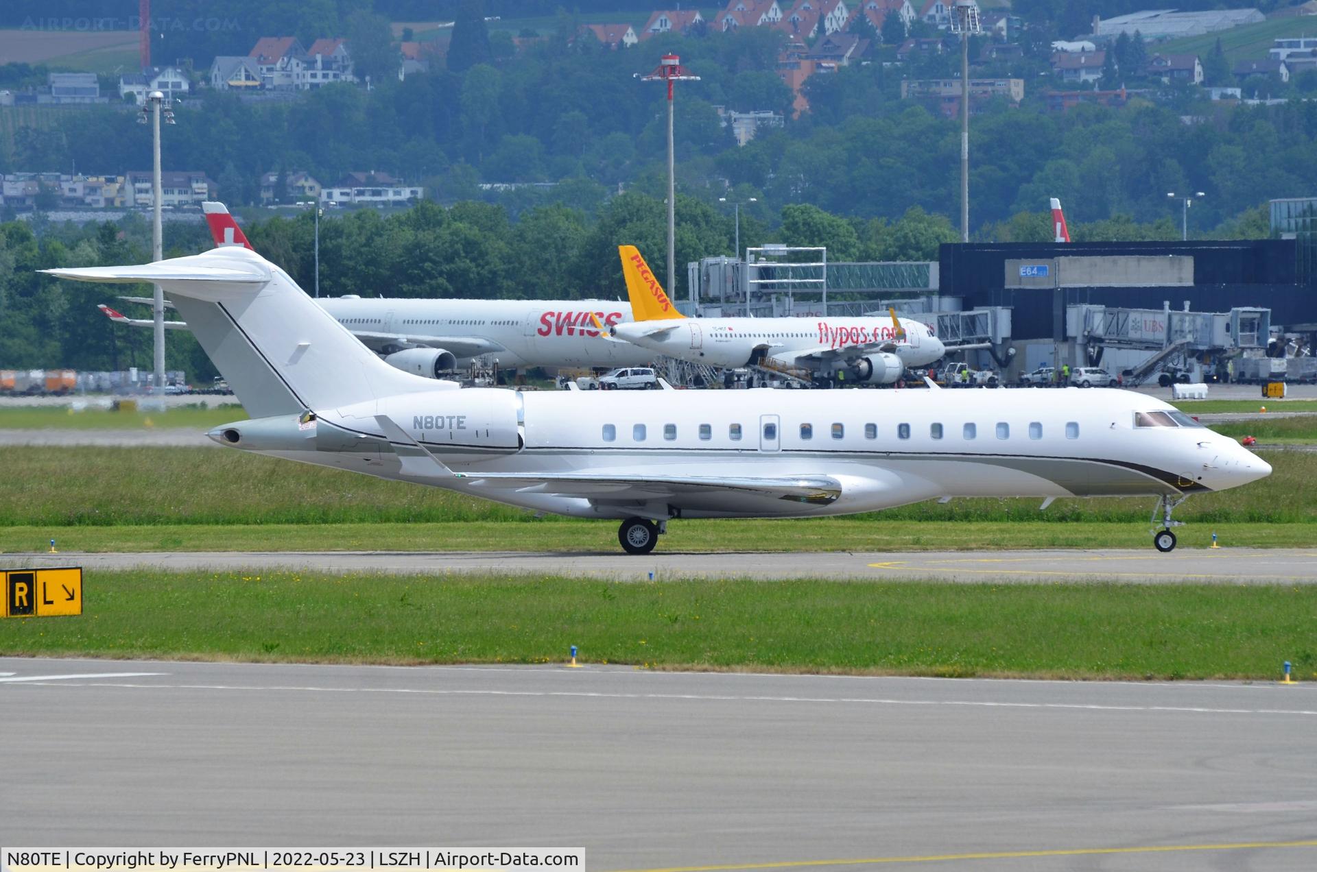 N80TE, 2019 Bombardier BD-700-1A10 Global 6500 C/N 60006, Global 6500 taxying to its stand