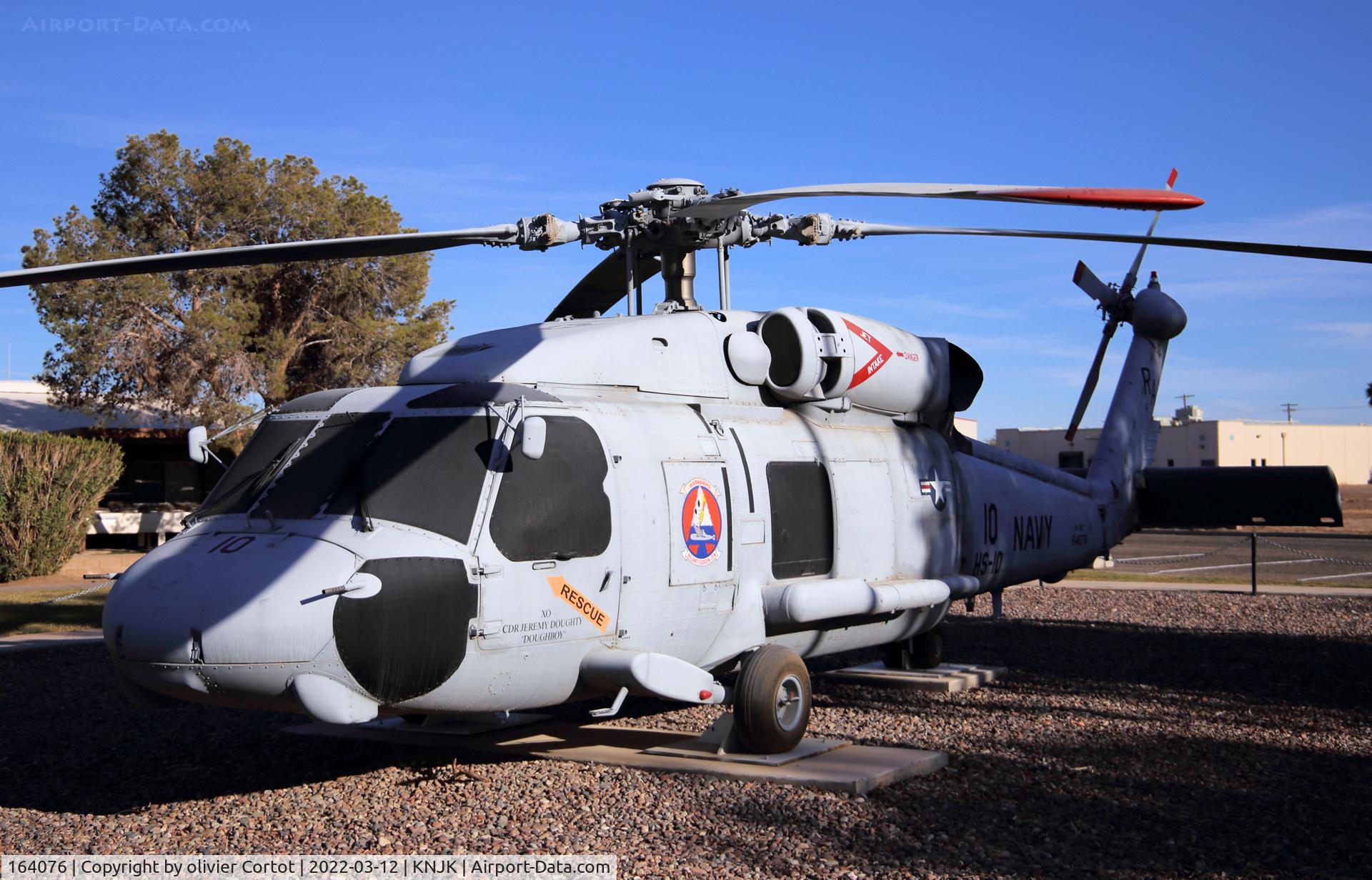 164076, Sikorsky SH-60F Ocean Hawk C/N 70-641, now a parking lot guardian