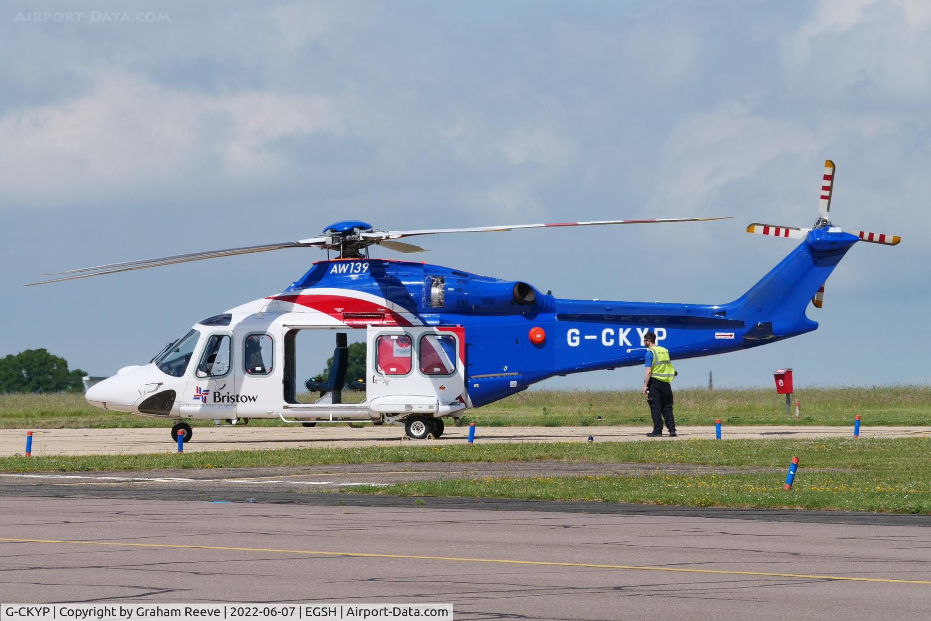 G-CKYP, 2013 AgustaWestland AW-139 C/N 41339, Parked at Norwich.