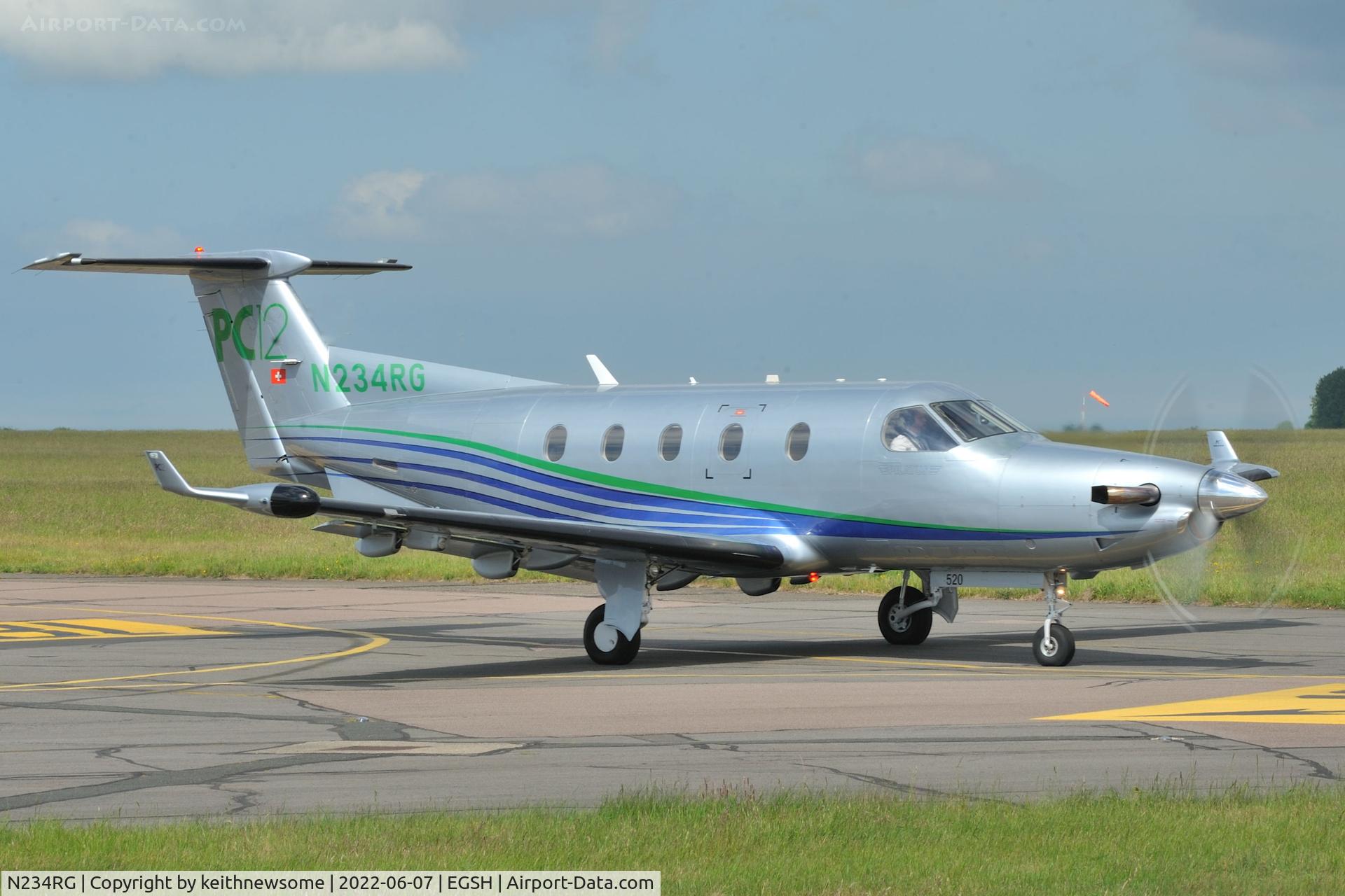 N234RG, 2003 Pilatus PC-12/45 C/N 520, Leaving Norwich.
