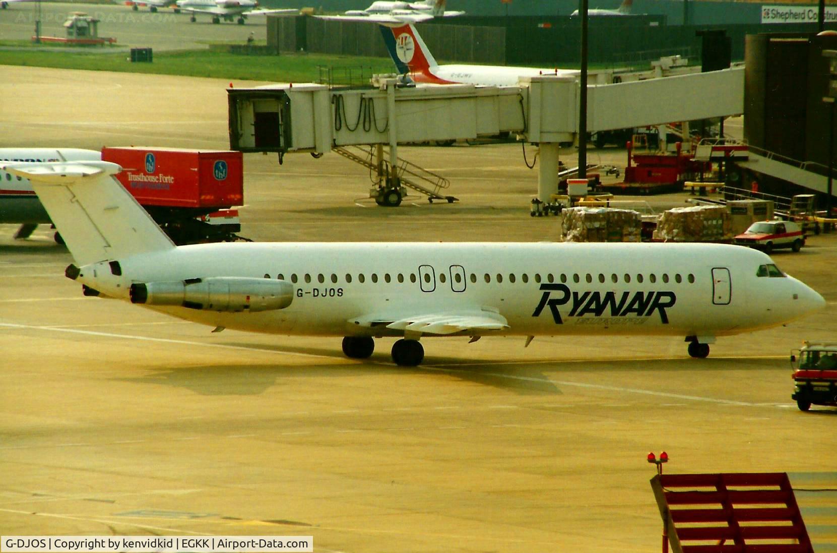 G-DJOS, 1971 BAC 111-531FS One-Eleven C/N BAC.237, At Gatwick circa 1989.