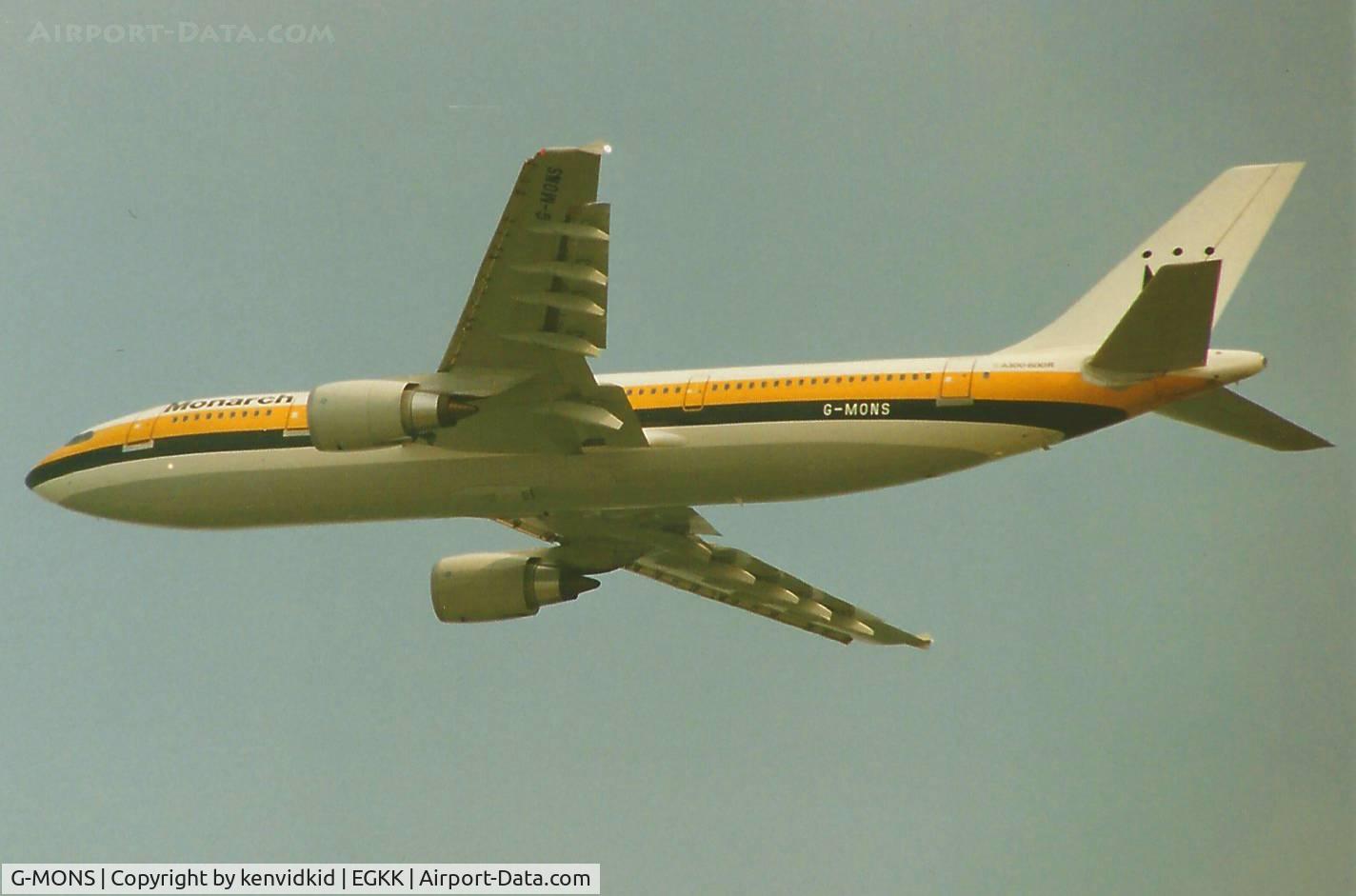 G-MONS, 1989 Airbus A300B4-605R C/N 556, At Gatwick circa 1989.