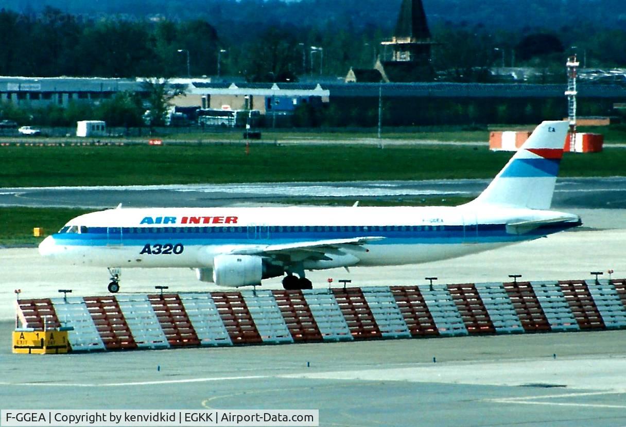 F-GGEA, 1988 airbus A320-111 C/N 010, At Gatwick circa 1989.