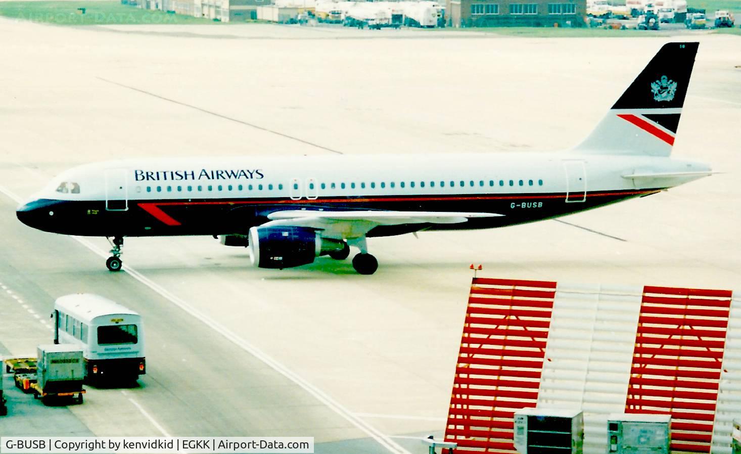 G-BUSB, 1987 Airbus A320-111 C/N 006, At Gatwick circa 1989.