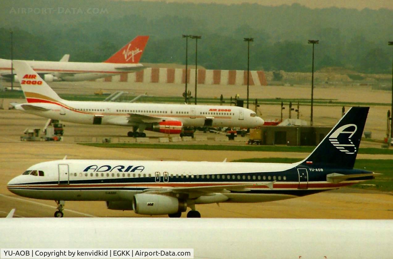 YU-AOB, 1988 Airbus A320-231 C/N 028, At Gatwick circa 1989.