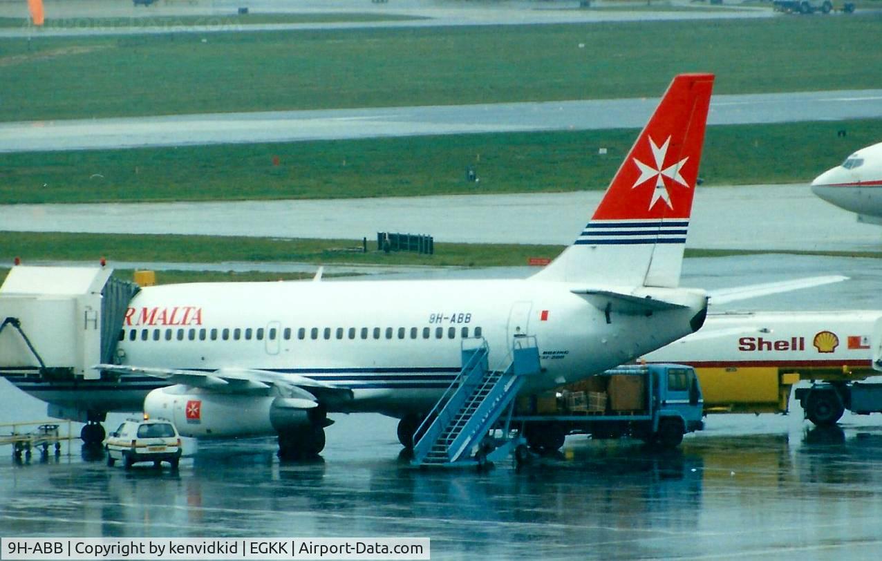 9H-ABB, 1983 Boeing 737-2Y5 C/N 23039, At Gatwick circa 1989.
