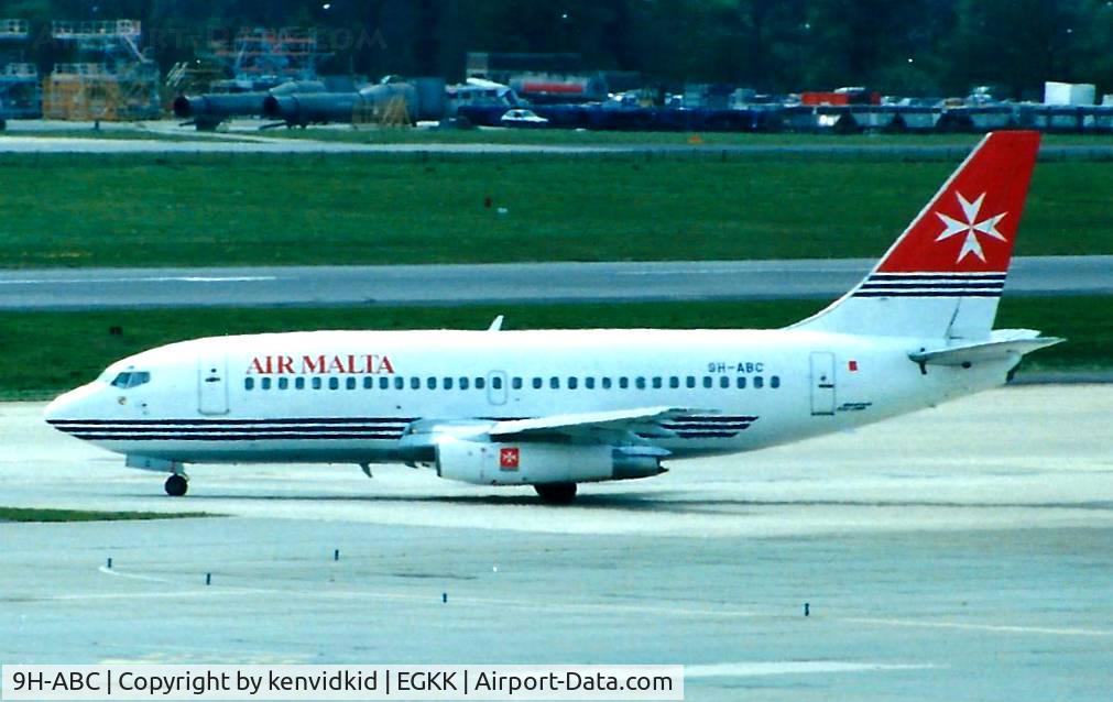 9H-ABC, 1983 Boeing 737-2Y5 C/N 23040, At Gatwick circa 1989.