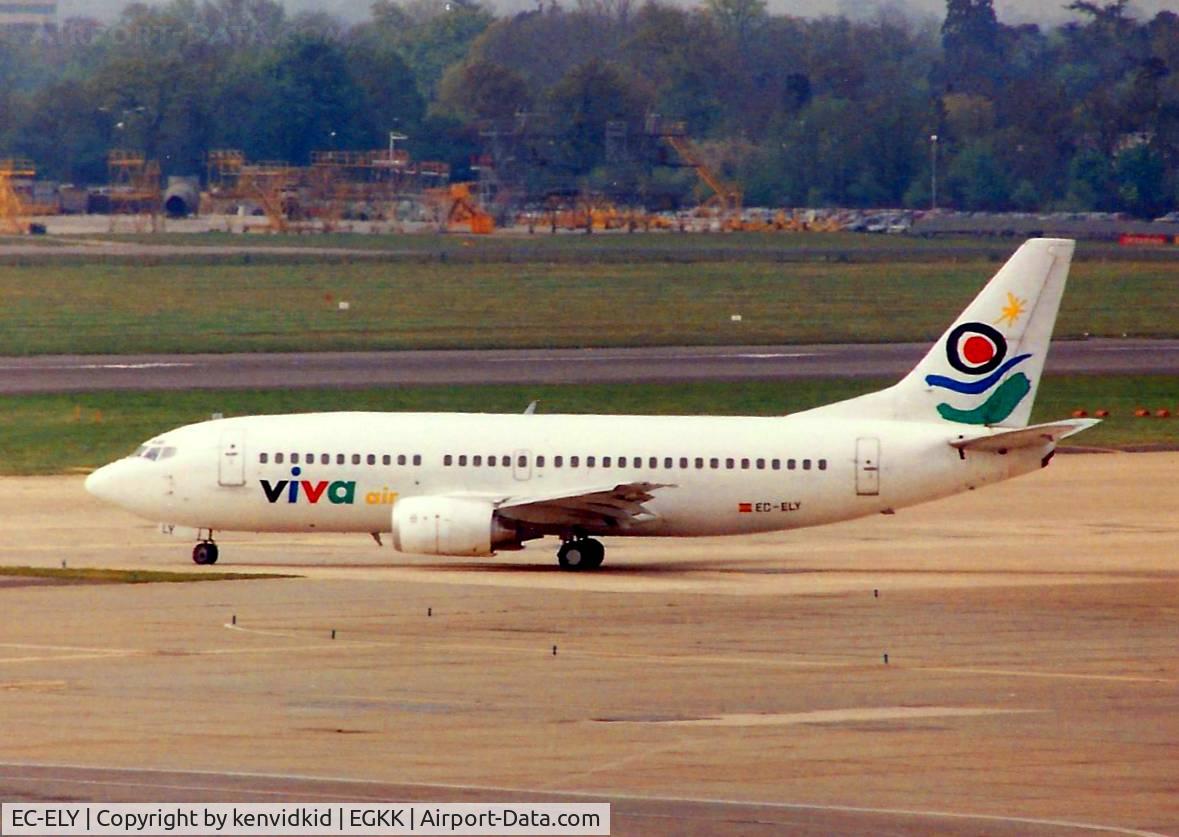 EC-ELY, 1988 Boeing 737-3K9 C/N 24211, At Gatwick circa 1989.