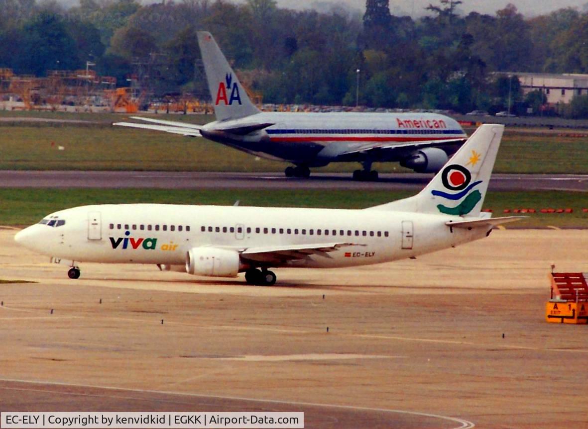 EC-ELY, 1988 Boeing 737-3K9 C/N 24211, At Gatwick circa 1989.