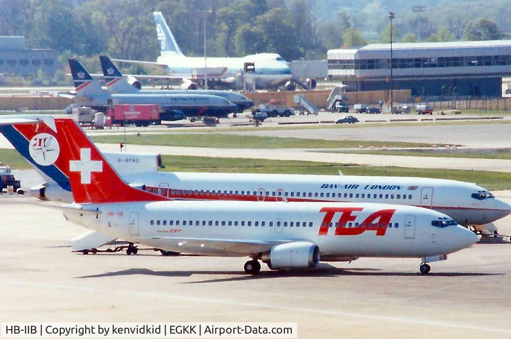 HB-IIB, 1989 Boeing 737-3M8 C/N 24024, At Gatwick circa 1989.