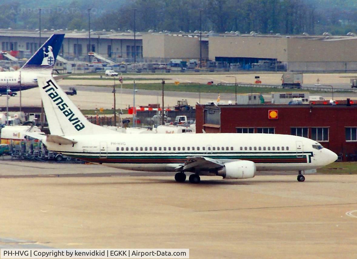 PH-HVG, 1986 Boeing 737-3K2 C/N 23412, At Gatwick circa 1989.