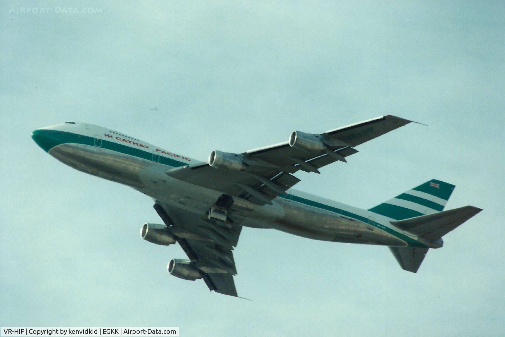VR-HIF, 1983 Boeing 747-267B C/N 23048, At Gatwick circa 1989.