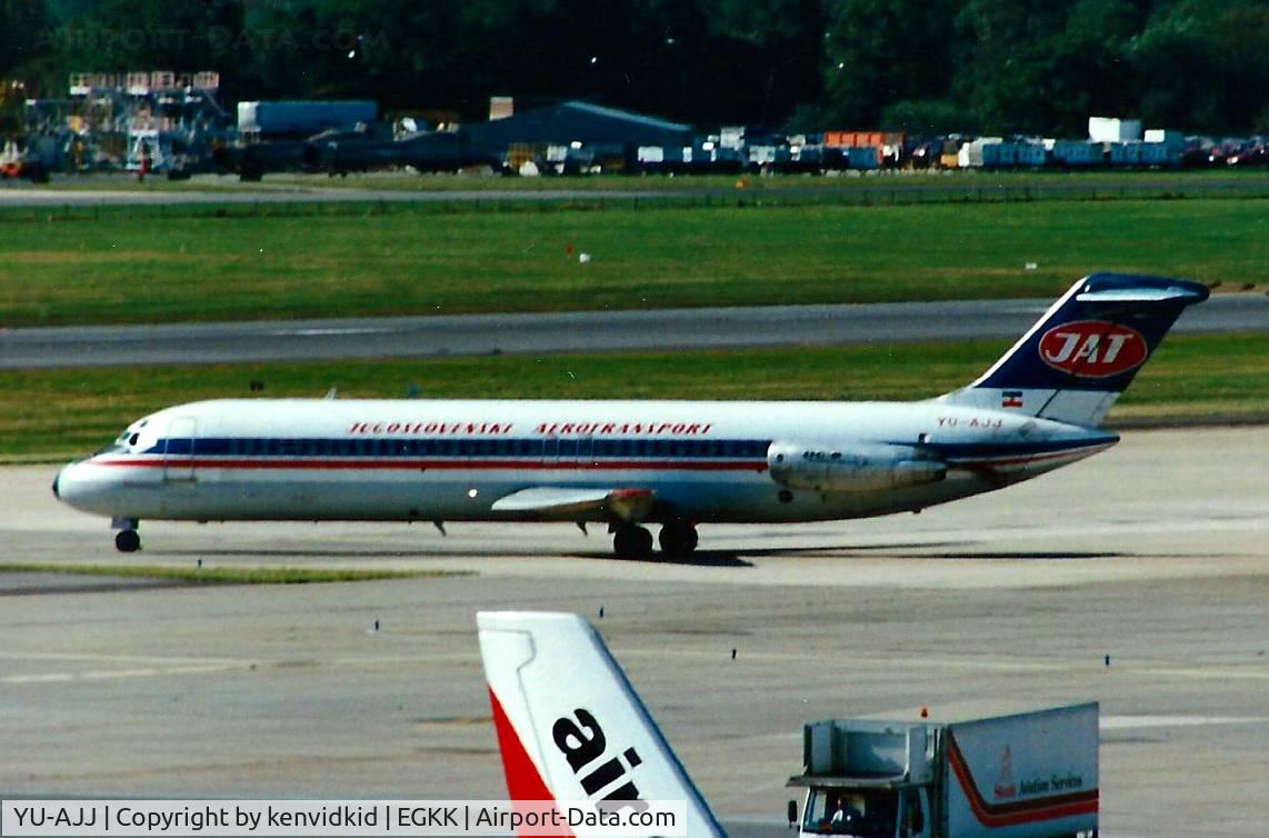 YU-AJJ, 1973 Douglas DC-9-32 C/N 47567, At Gatwick circa 1989.