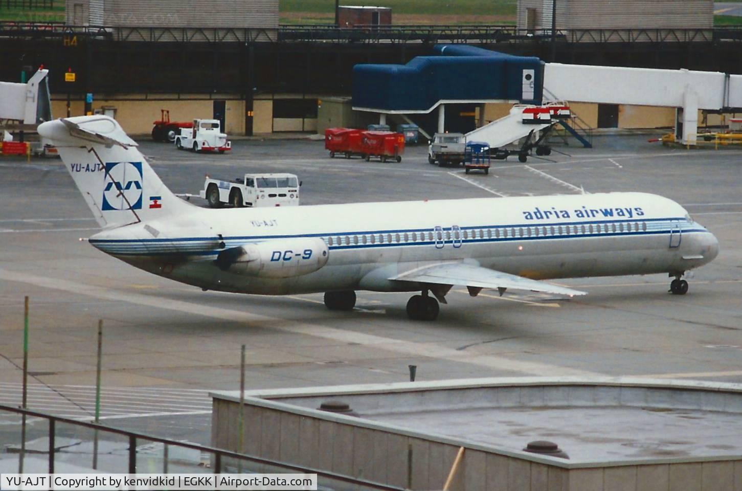YU-AJT, 1976 Douglas DC-9-51 C/N 47697, At Gatwick circa 1989.