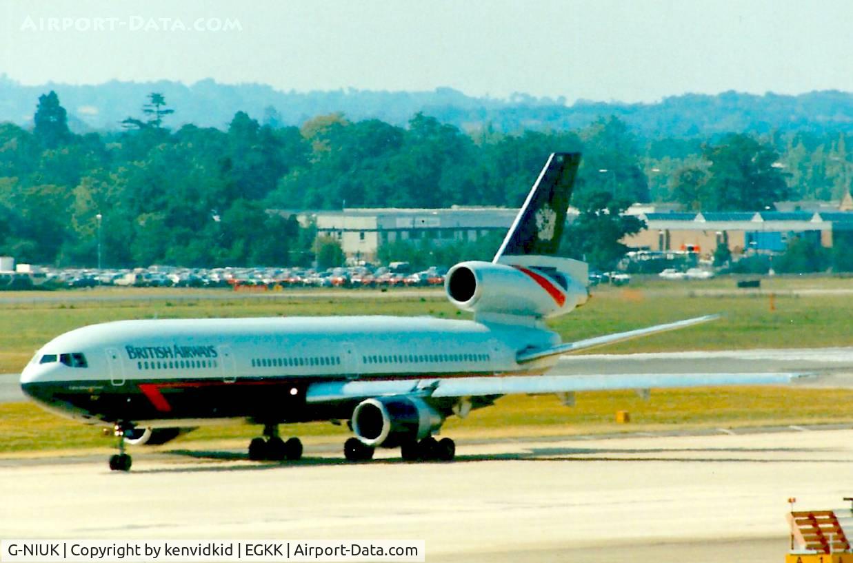 G-NIUK, 1974 McDonnell Douglas DC-10-30 C/N 46932, At Gatwick circa 1989.