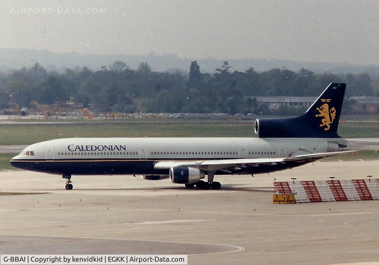 G-BBAI, 1974 Lockheed L-1011-385-1 TriStar 1 C/N 193N-1102, At Gatwick circa 1989.