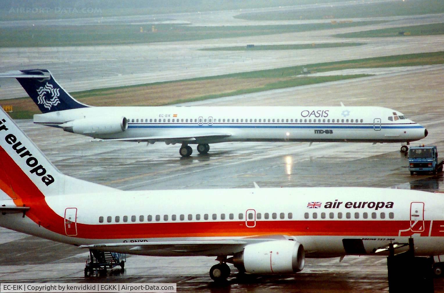 EC-EIK, 1988 McDonnell Douglas MD-83 (DC-9-83) C/N 49668, At Gatwick circa 1989.