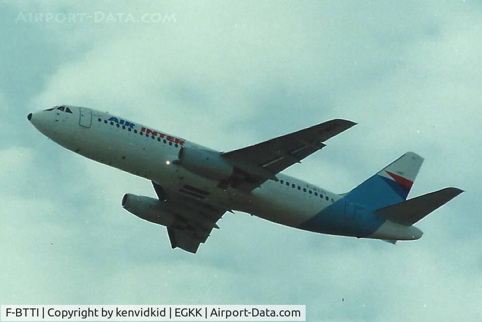F-BTTI, 1975 Dassault Mercure 100 C/N 9, At Gatwick circa 1989.