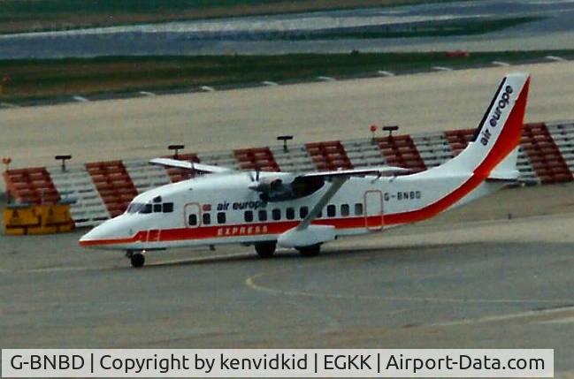 G-BNBD, 1986 Short 360-100 C/N SH.3708, At Gatwick circa 1989.