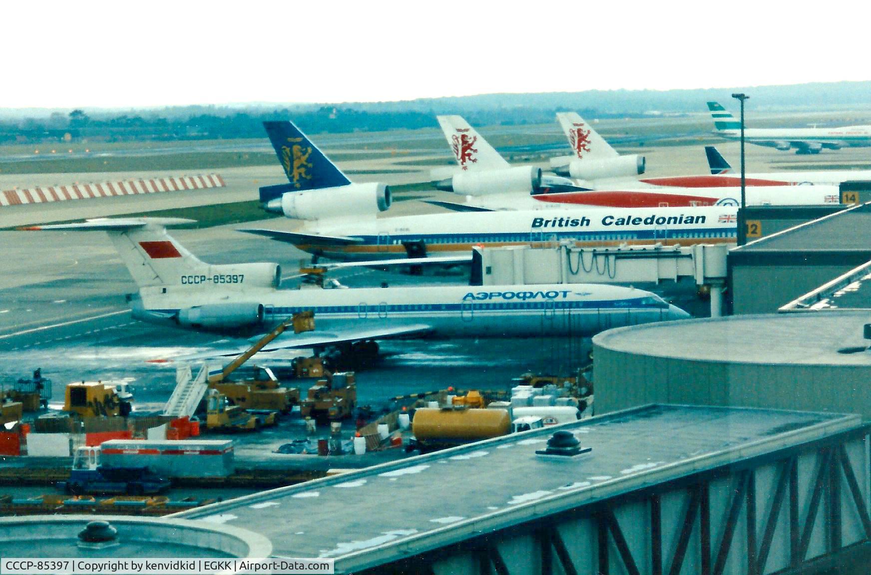 CCCP-85397, Tupolev Tu-154B2 C/N 80A397, At Gatwick circa 1989.
