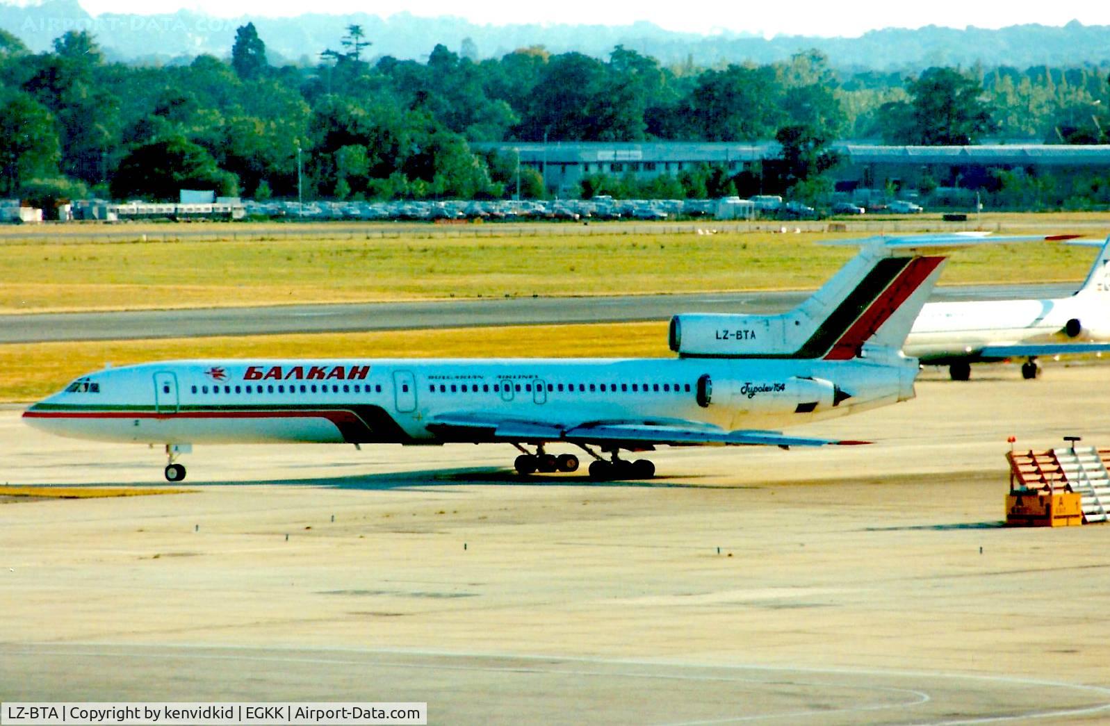 LZ-BTA, 1972 Tupolev Tu-154A C/N 72A026, At Gatwick circa 1989.
