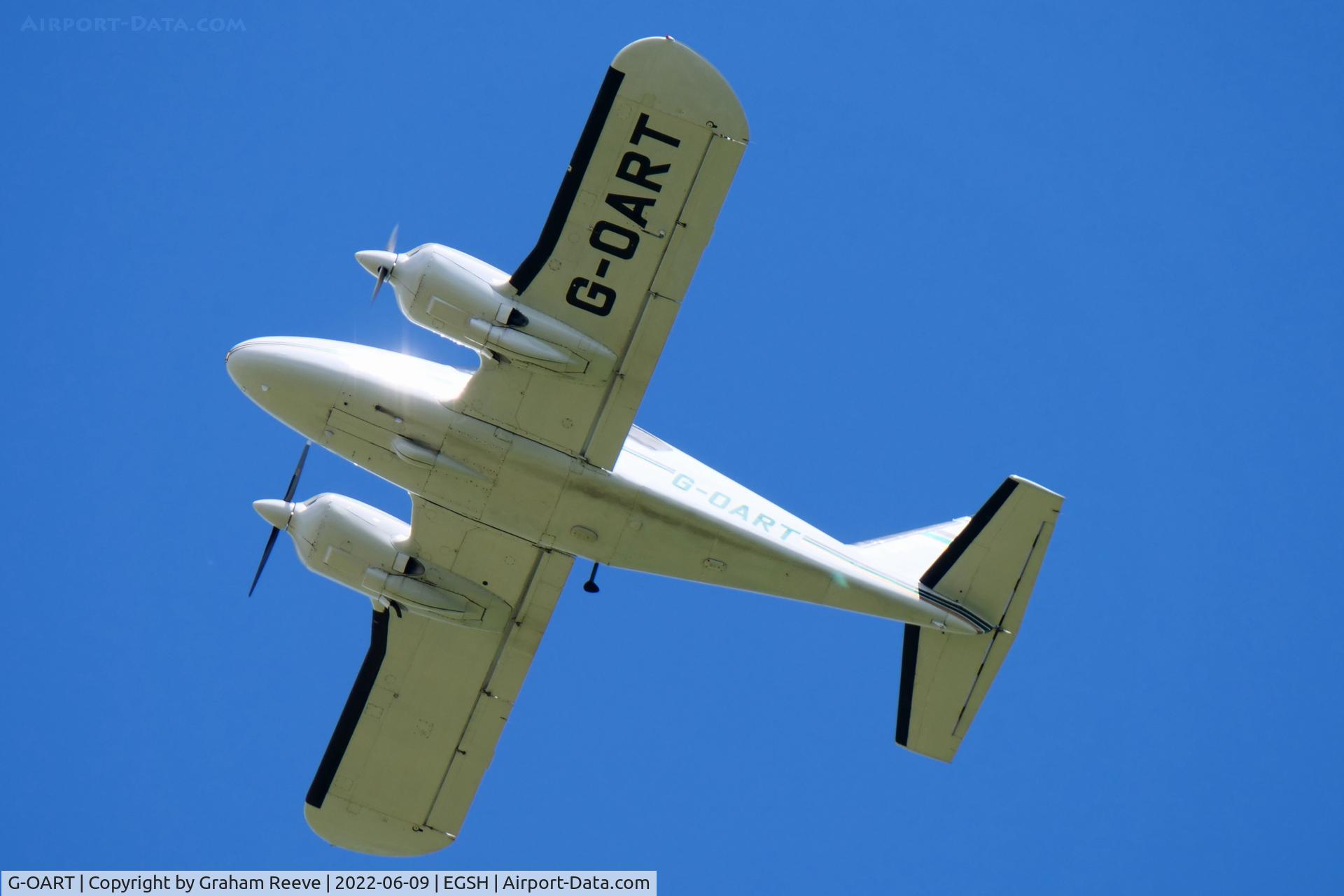G-OART, 1969 Piper PA-23-250 Aztec D C/N 27-4293, Departing from Norwich.
