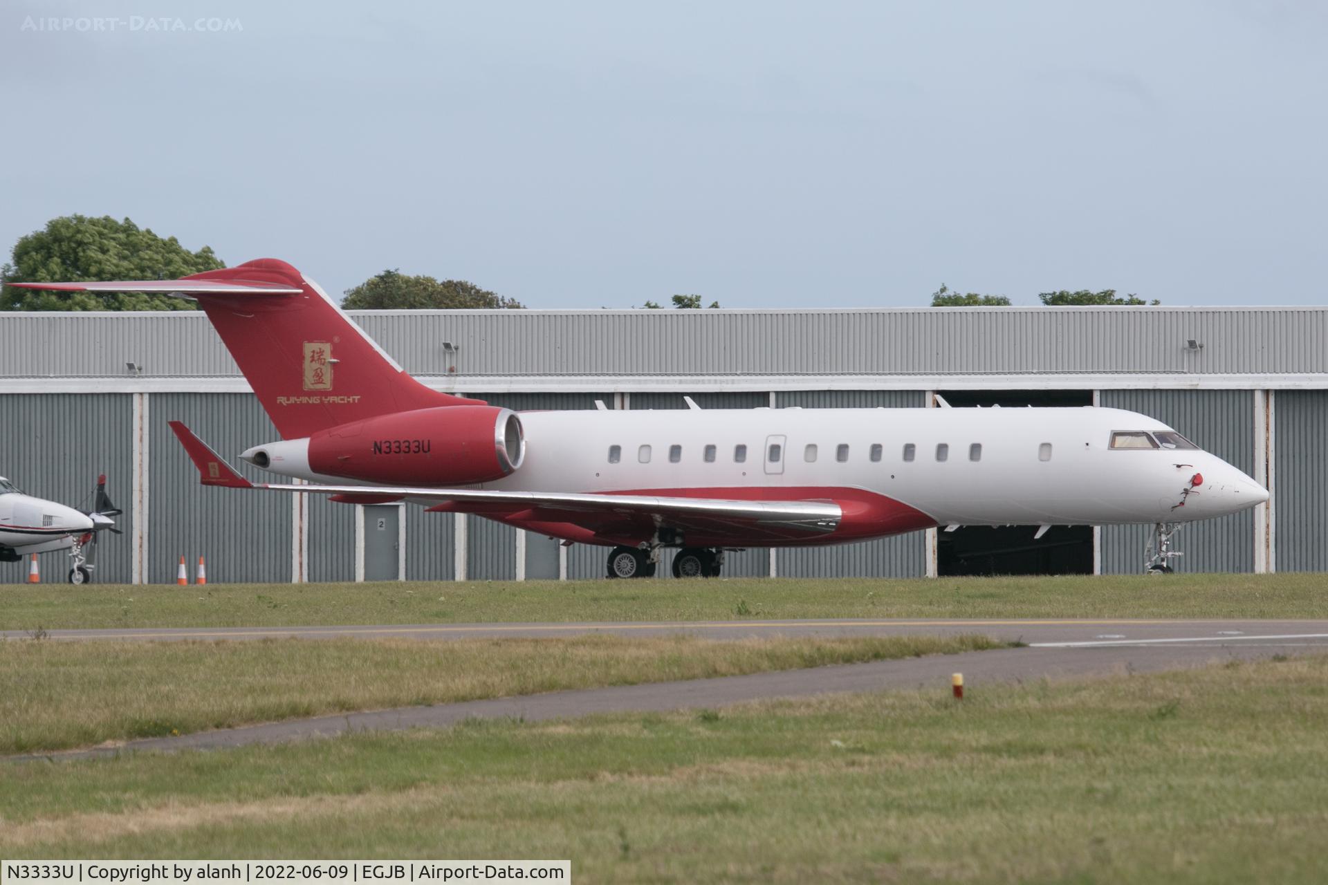 N3333U, 2005 Bombardier BD-700-1A10 Global 5000 C/N 9154, On the east apron, Guernsey