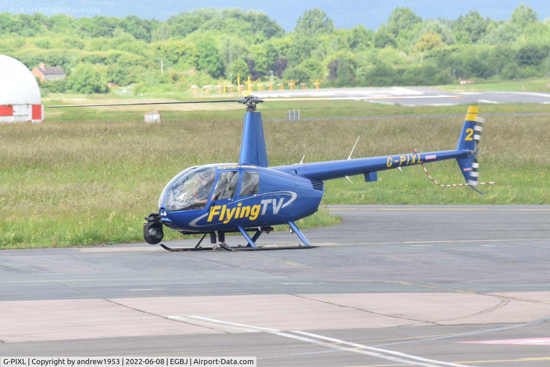 G-PIXL, 2006 Robinson R44 Raven II C/N 11221, G-PIXL at Gloucestershire Airport.